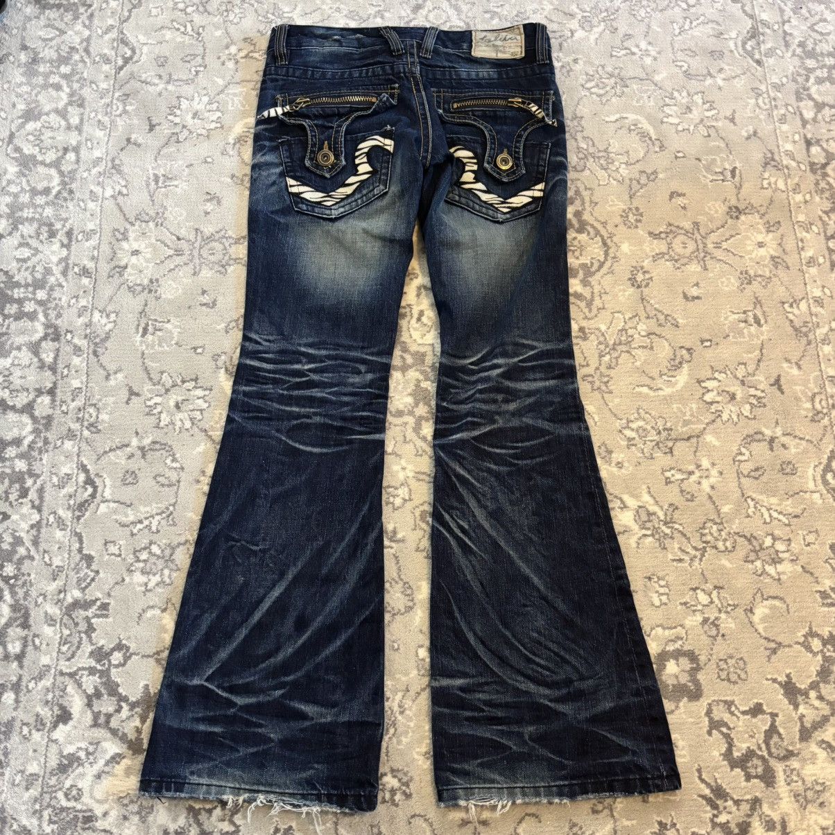 Tornado Mart Lolita Whisker Zebra Pocket Flared Mudwash Denim Japanese Size US 30 / EU 46 - 2 Thumbnail