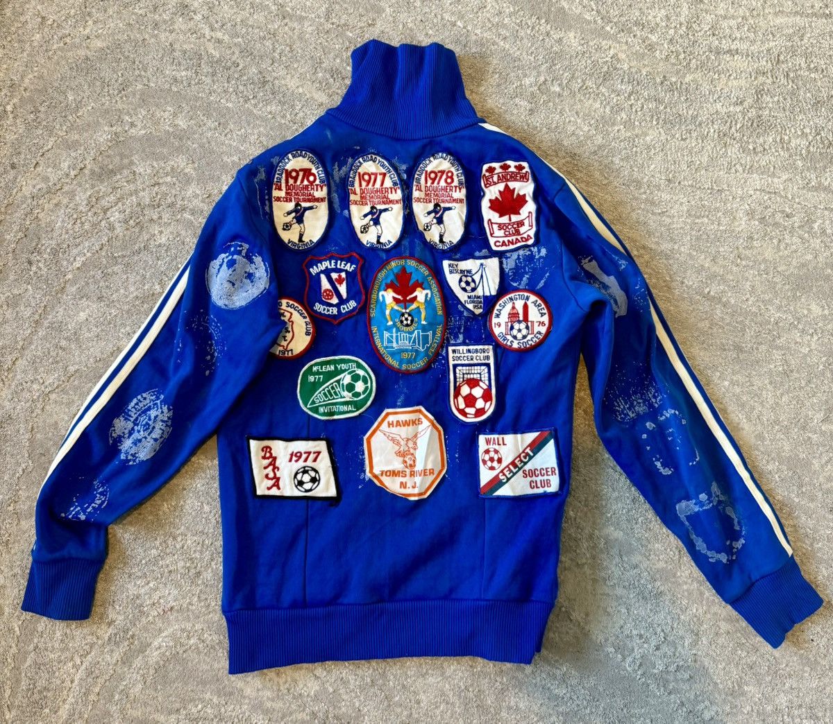 Adidas Vintage 70s Adidas Track Jacket Patchwork Rare 3-Stripes Size US XXS / EU 40 - 2 Thumbnail