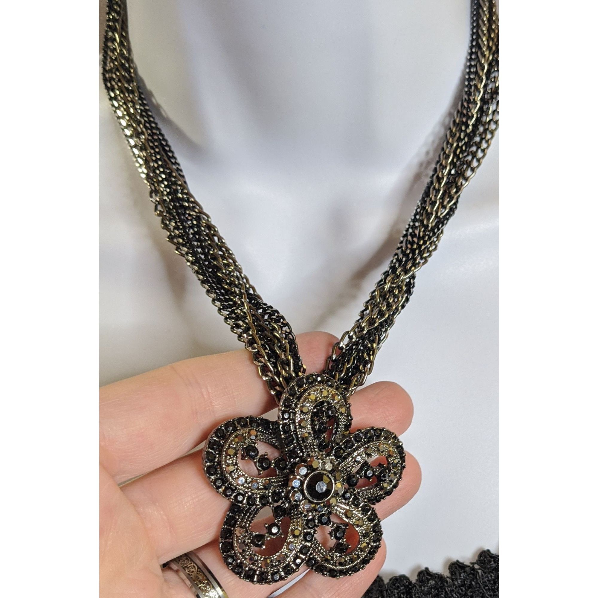 Other Whimsygoth Floral Black And Silver Tone Chain Necklace Size ONE SIZE - 2 Thumbnail
