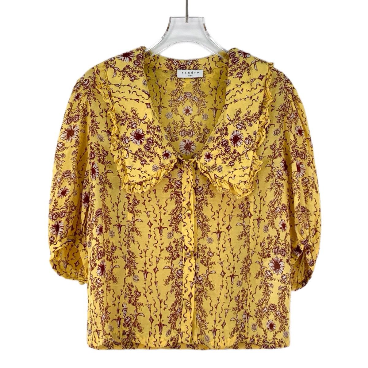 Sandro Sandro Print Doll Collar Short Sleeve Blouse Top K26WX Size M / US 6-8 / IT 42-44 - 1 Thumbnail