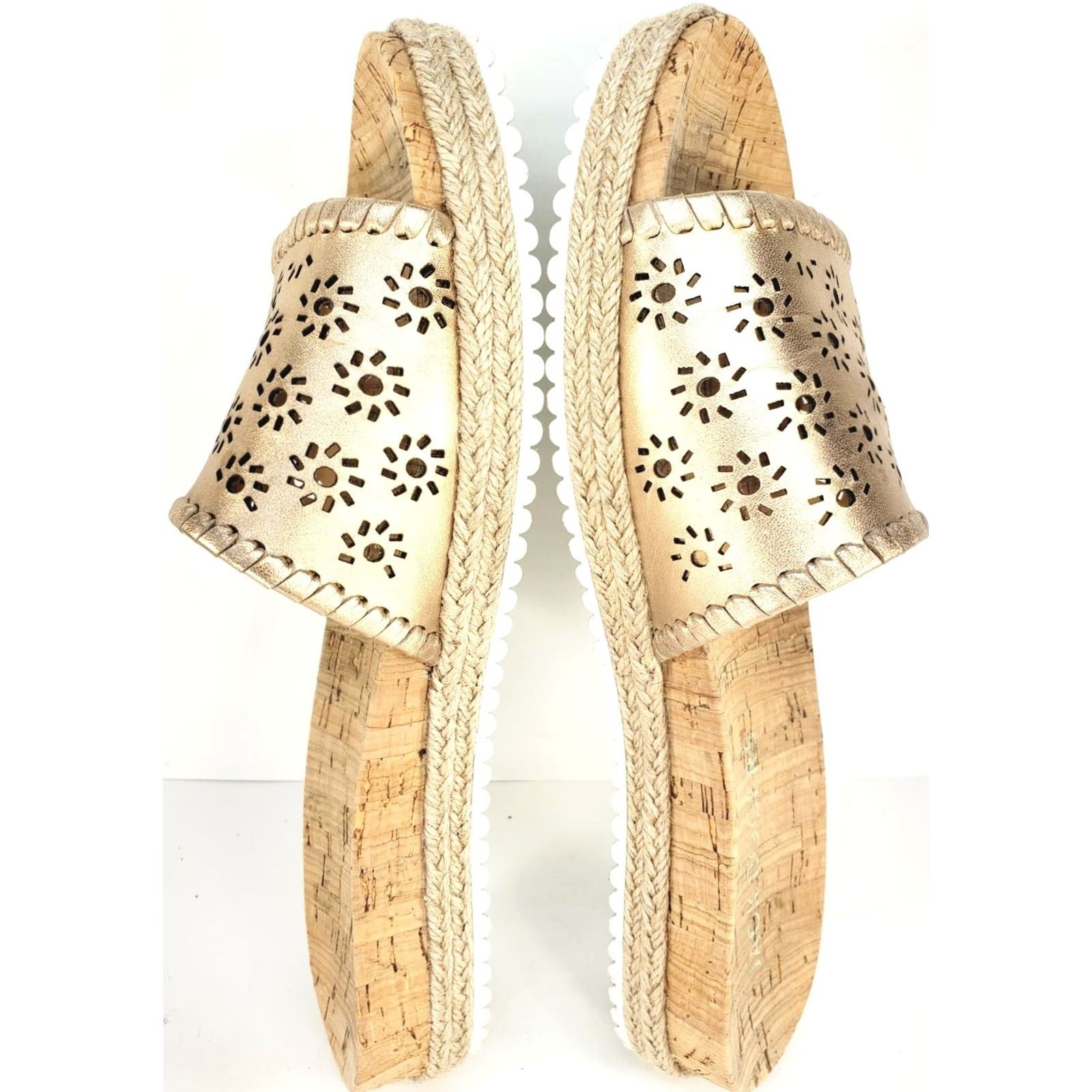 Jack Rogers Jack Rogers Women's 9M Metallic Floral Perforated Espadrille Cork Slide Sandal Size US 9 / IT 39 - 7 Thumbnail