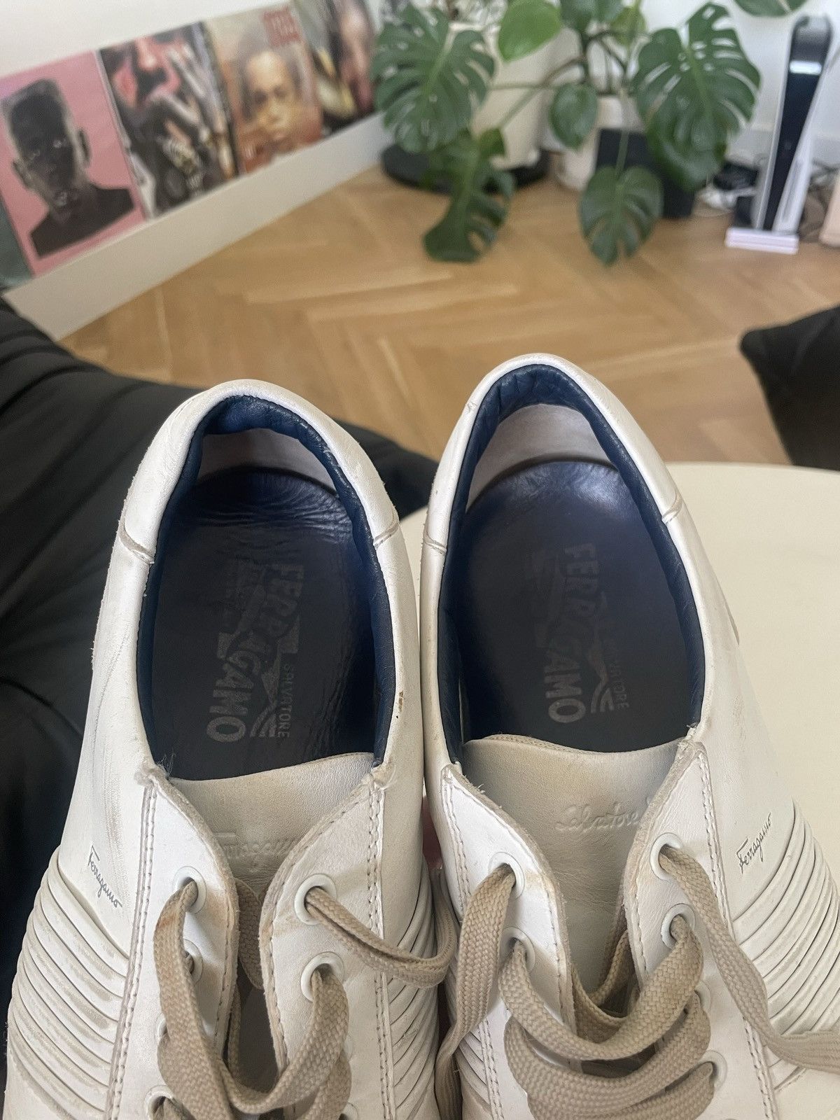Salvatore Ferragamo Vintage Salvatore Ferragamo Shoes Beige White Leather Rare Size US 10 / EU 43 - 8 Thumbnail