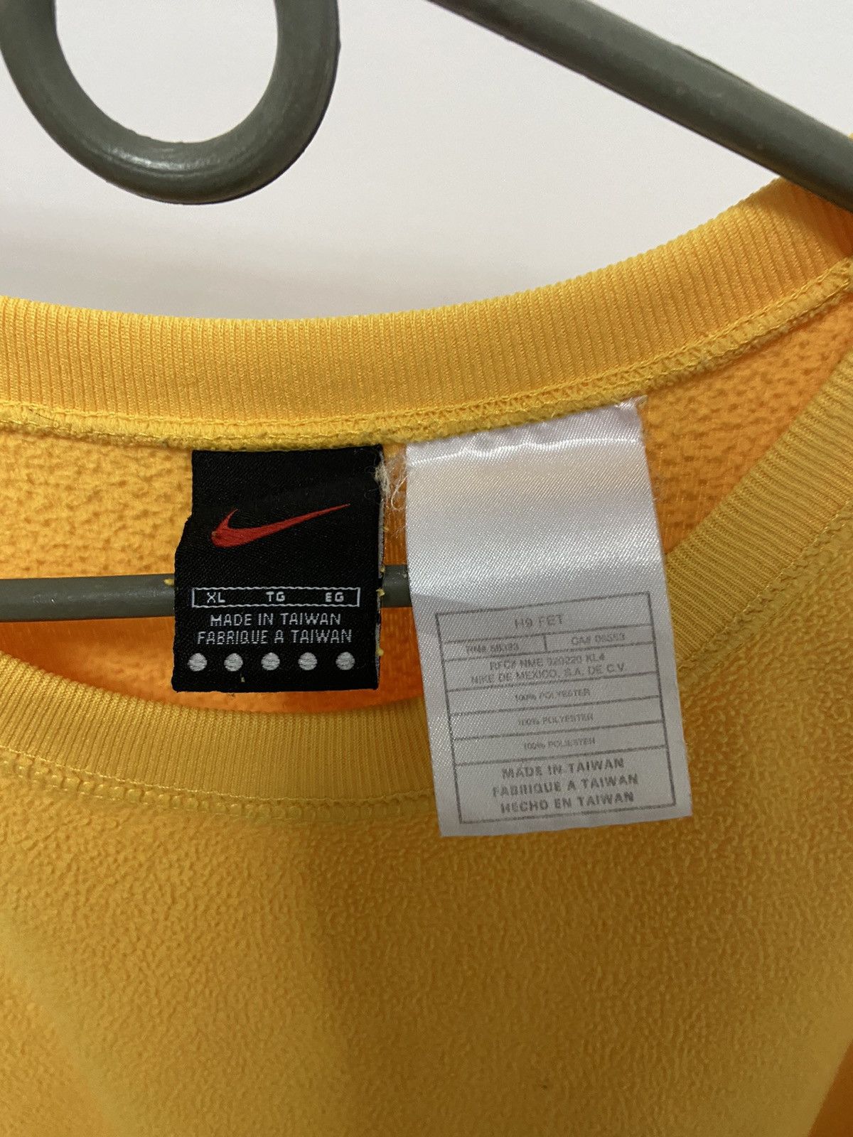 Nike × Vintage Nike Sweatshirt Vintage Fleece Small Swoosh Yellow Size US XL / EU 56 / 4 - 4 Thumbnail