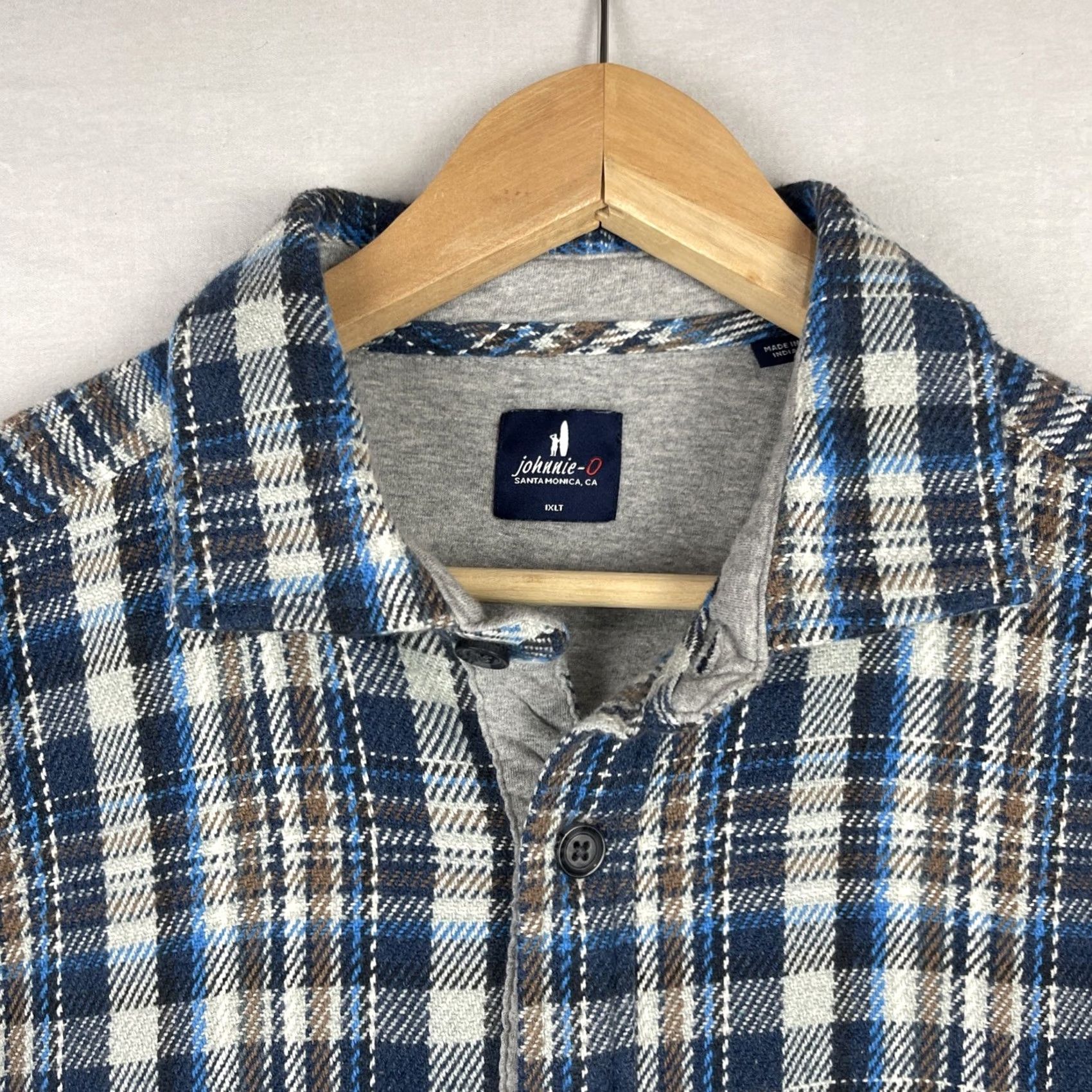 johnnie-O Johnnie O Jacket Mens XL Plaid Flannel Shacket Laguna Blue Heavyweight Size US XL / EU 56 / 4 - 5 Thumbnail