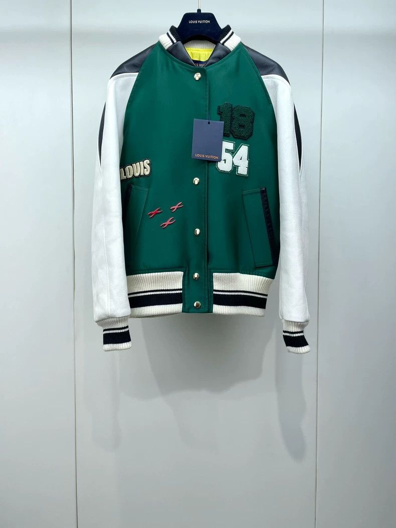 Louis Vuitton Green Leather Varsity Jacket - dmc