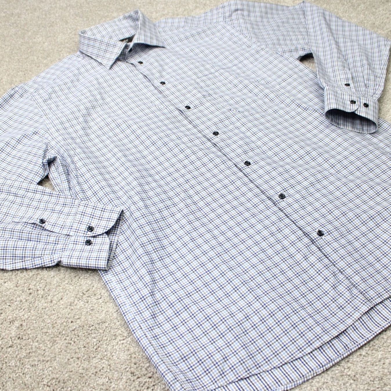 Vintage St. Croix Shirt Mens XL Blue/Black Check Long Sleeve Button Up 100% Cotton Size US XL / EU 56 / 4 - 5 Thumbnail
