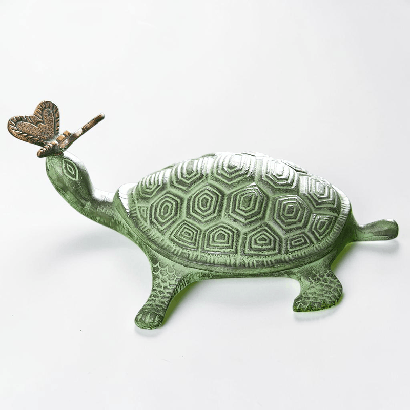 Other Turtle and Butterfly Statue, Verdigris Rustic Garden Decor Size ONE SIZE - 1 Thumbnail