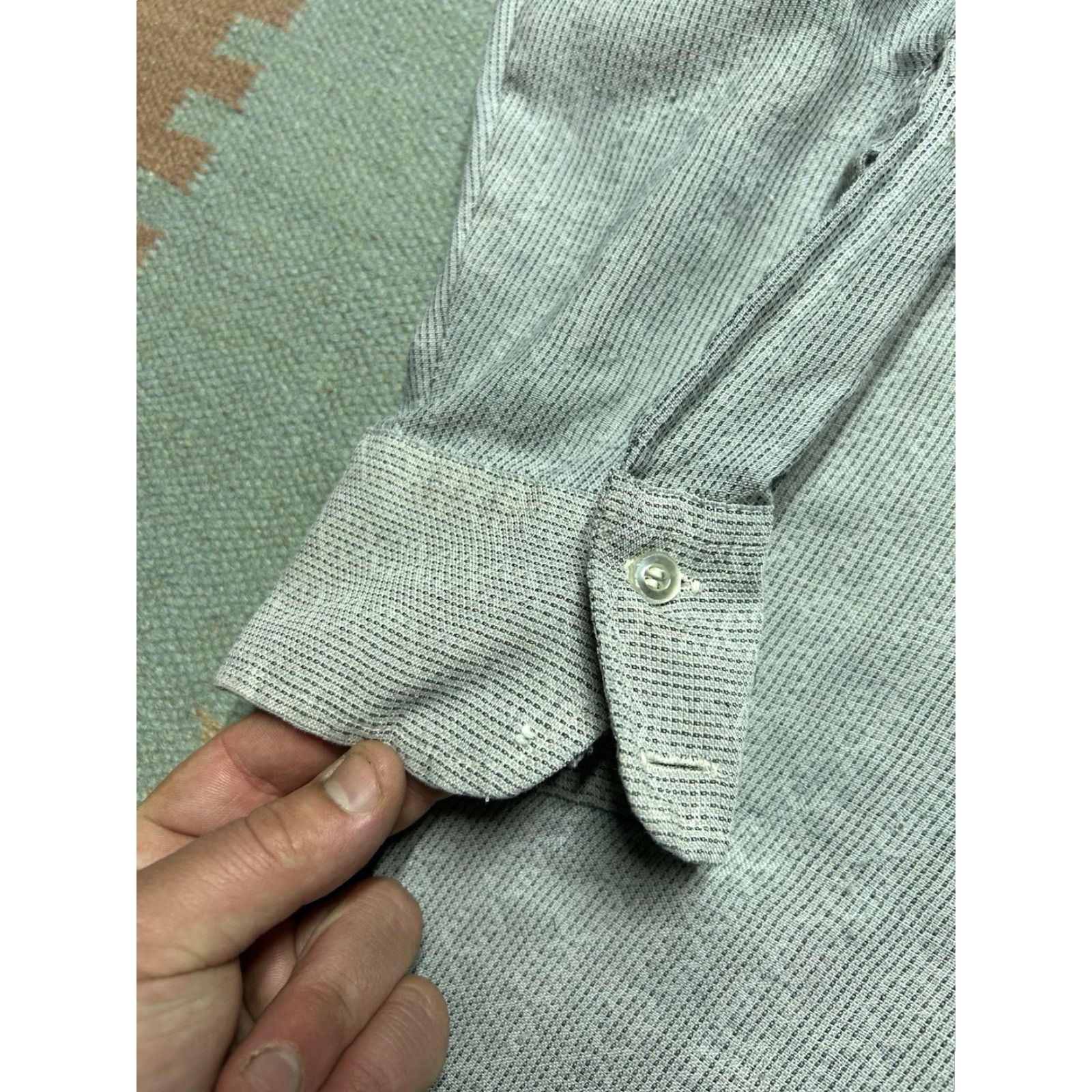Vintage VINTAGE 70s long sleeve button shirt striped abstract dagger collar XL tall Mens Shirt Size US XL / EU 56 / 4 - 2 Thumbnail
