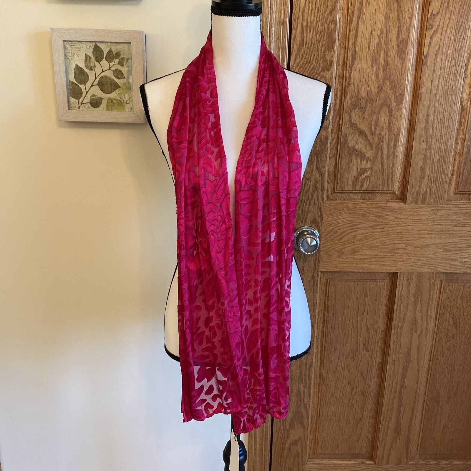 Other Women's Rectangular Long Tie Dye Scarf Fuchsia Hand Dyed Sa Size ONE SIZE - 2 Thumbnail