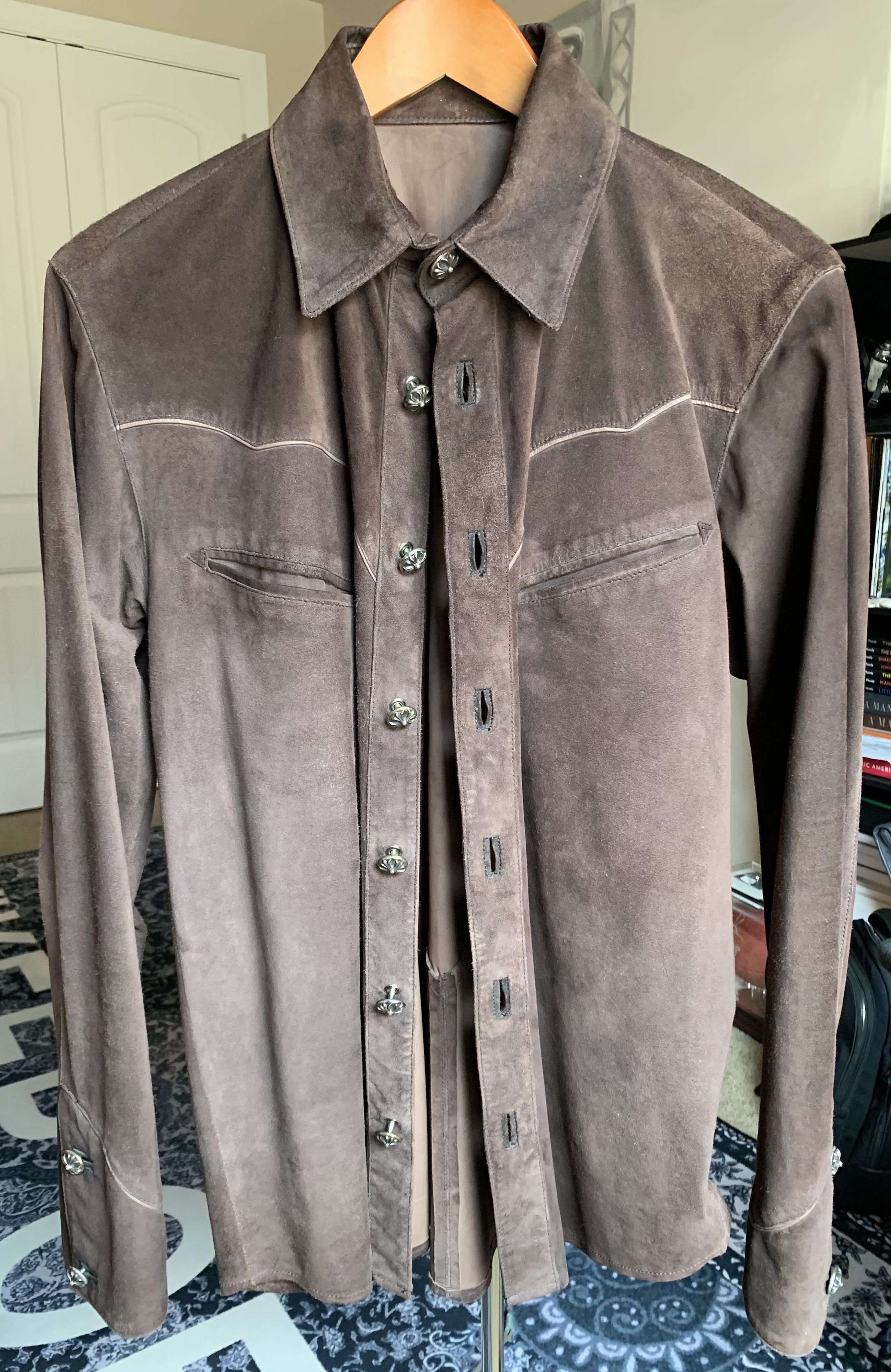 Chrome Hearts Chrome Hearts suede button up shirt / jacket Size US M / EU 48-50 / 2 - 2 Thumbnail