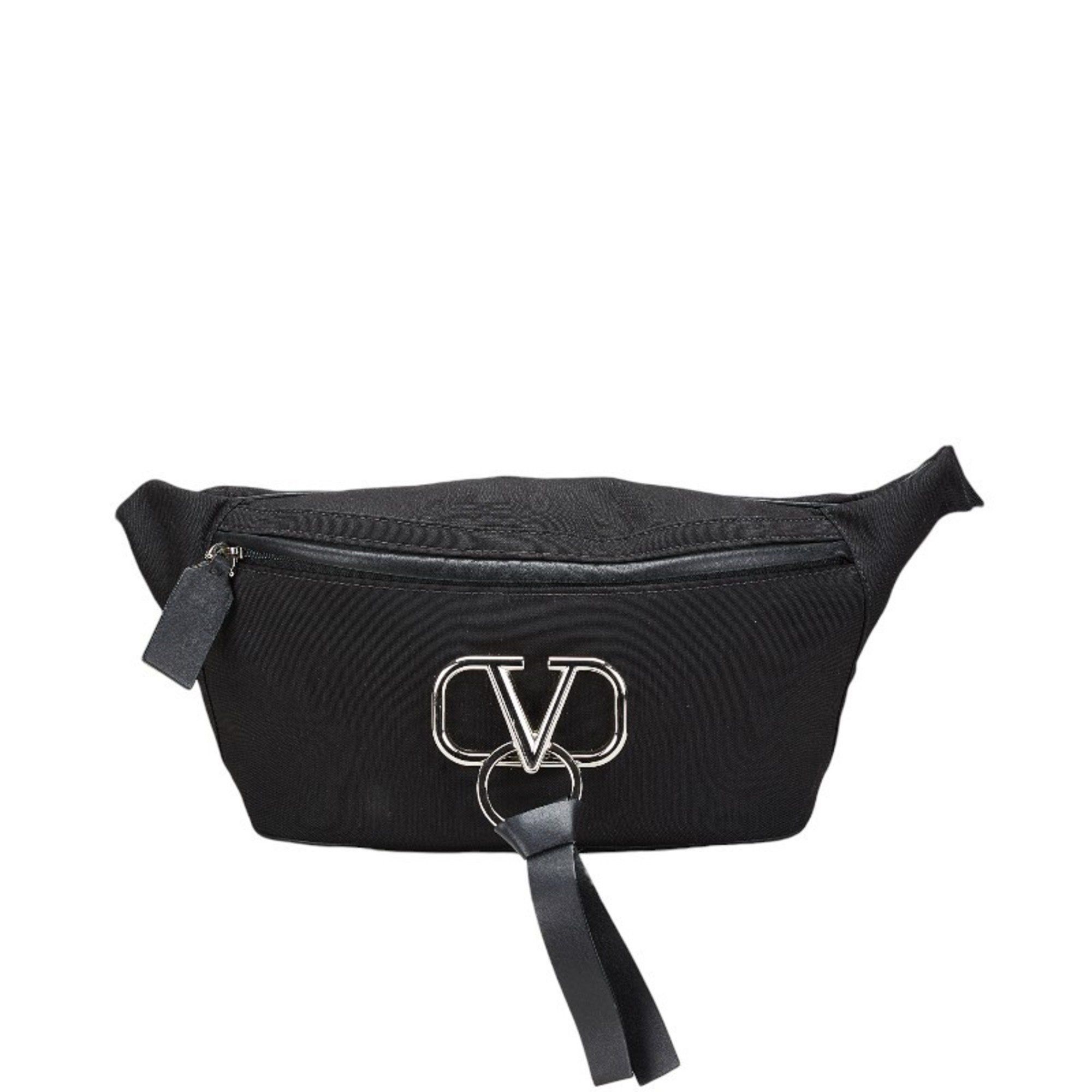 Valentino Valentino V Logo Body Bag/Belt Bag in Black Canvas and Leather for Women. Size ONE SIZE - 1 Thumbnail