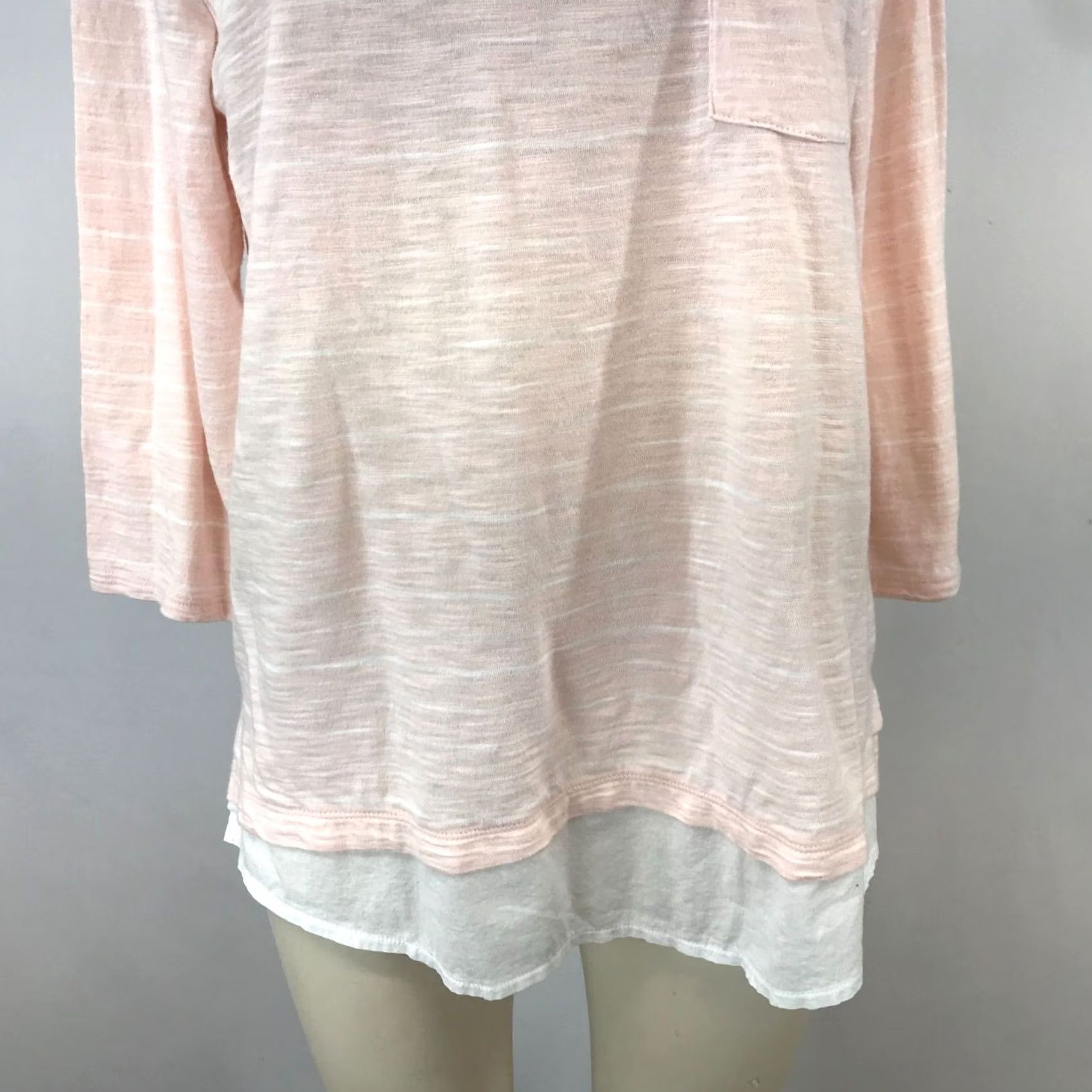 Vintage Chico'S - Womens 2 -Pink Crew Neck Long Sleeve Cotton Blend Top - Pre-Owned Good Size XS / US 0-2 / IT 36-38 - 3 Thumbnail