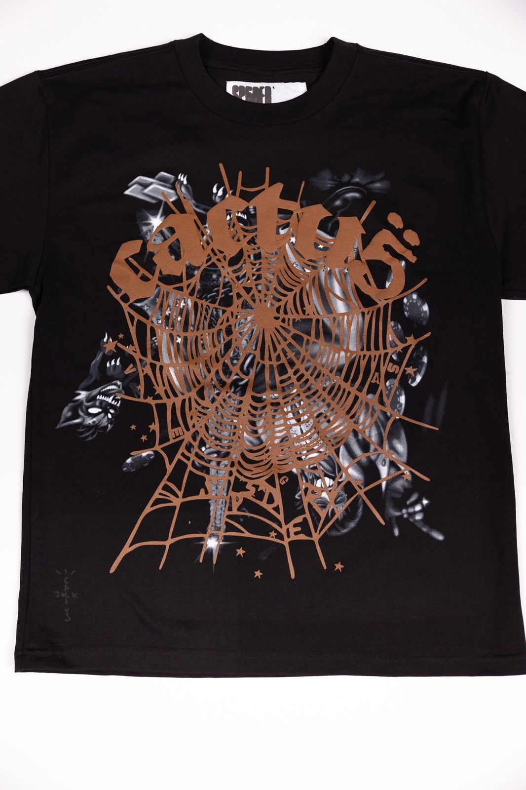 Cactus Jack × Sp5der Airbrush Tシャツ Black○関送無料○ Sp5der x Travis Scott Cactus Jack Airbrush T-shirt Black