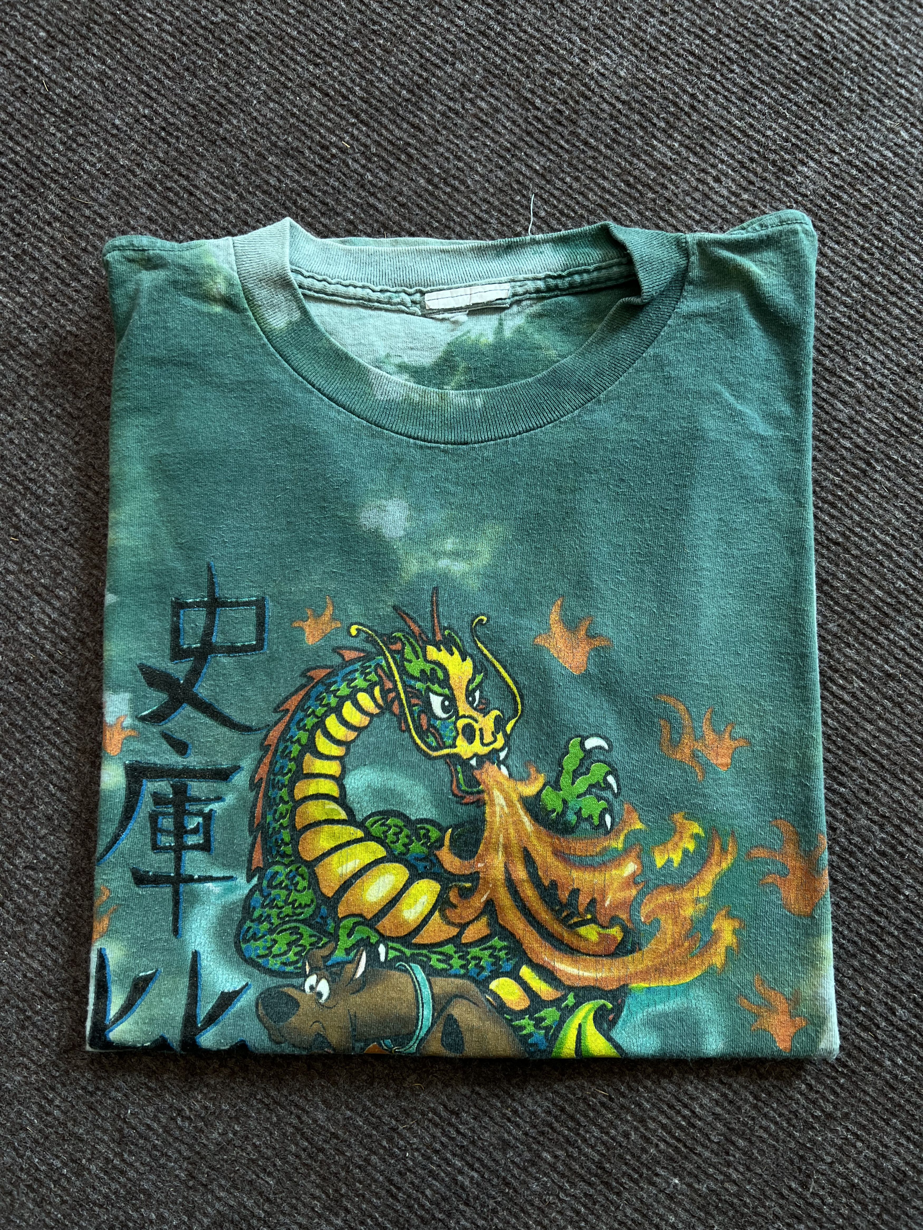 Vintage Vintage 90s Scooby Doo Dragon Tie Dye T-Shirt Size US XL / EU 56 / 4 - 1 Thumbnail