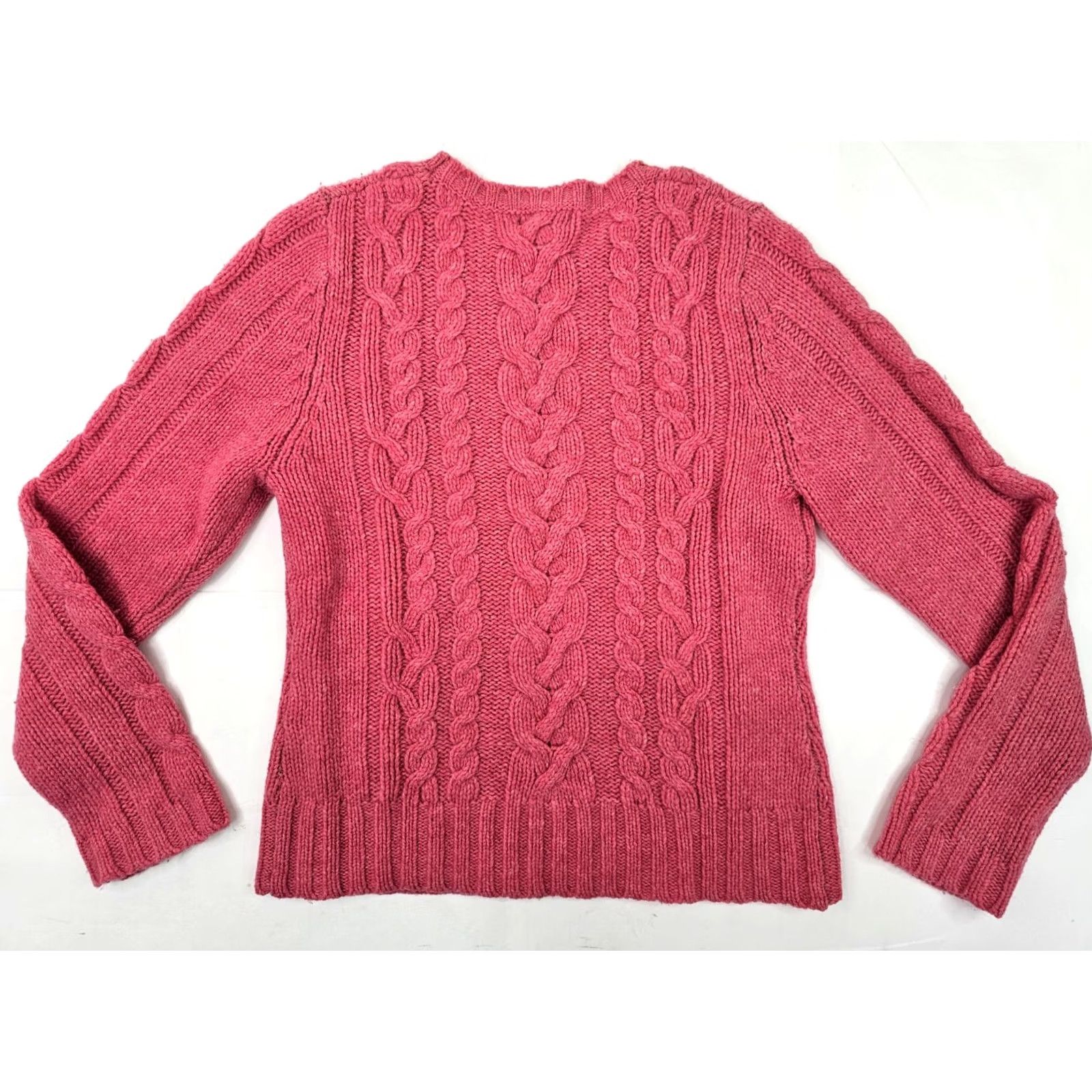 American Eagle Outfitters American Eagle Outfitters Sweater Women L Pink Crew Neck Cable Knit Shetland Merino Wool Knit Pullover Size L / US 10 / IT 46 - 5 Thumbnail