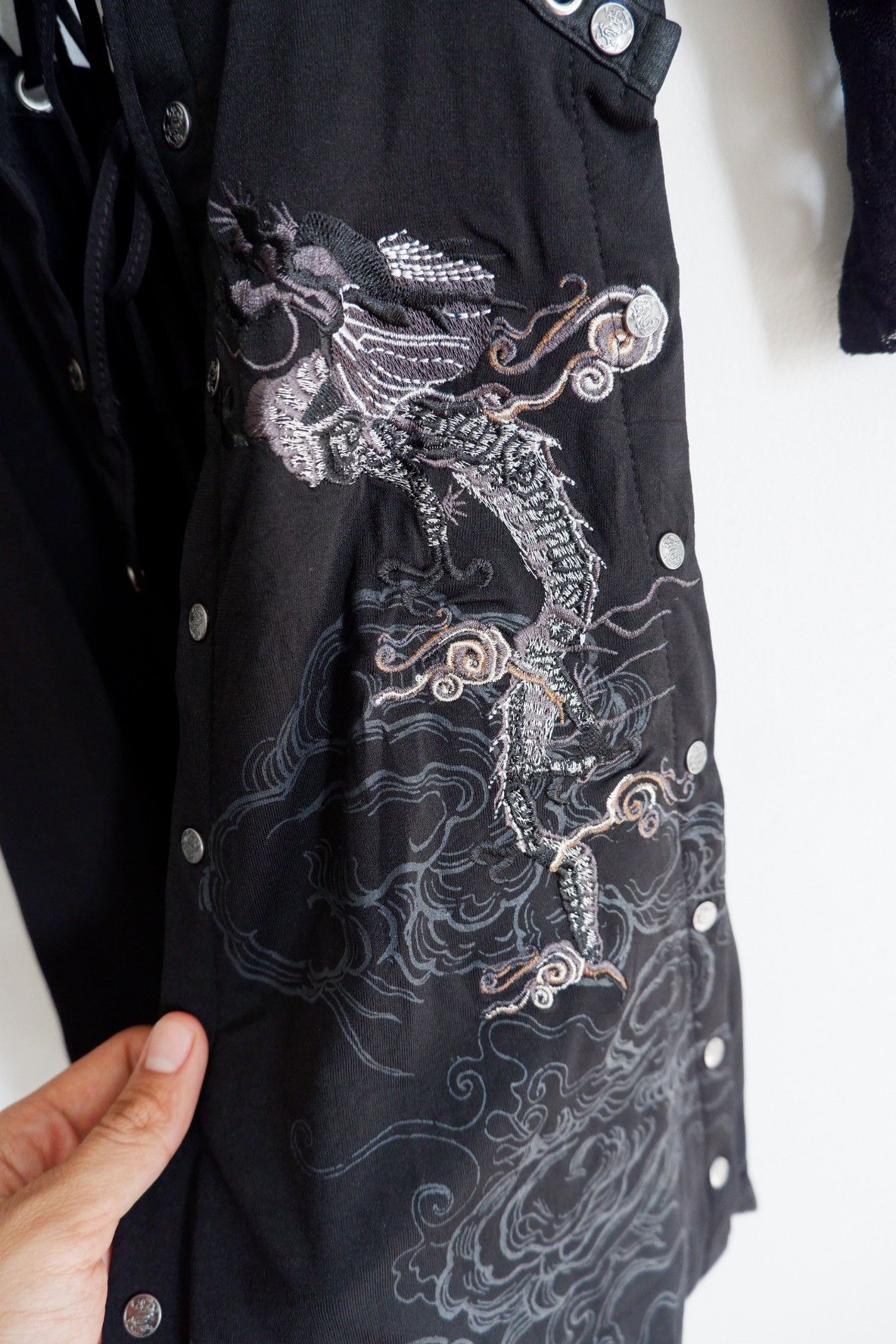 Japanese Brand Mad Girl Punk Gothic Embroidered Dragon Laces Dress Size M / US 6-8 / IT 42-44 - 7 Thumbnail