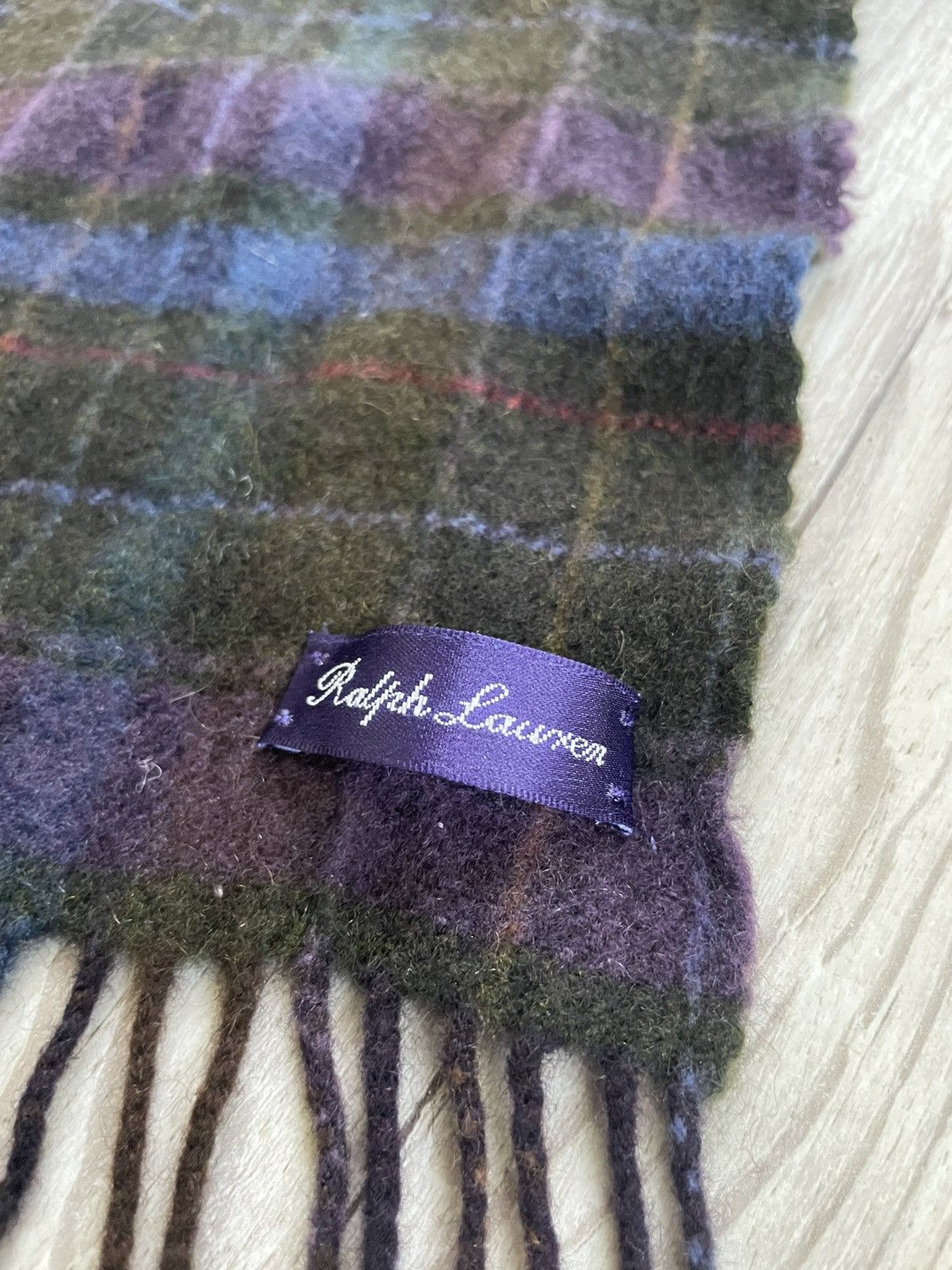 Polo Ralph Lauren × Ralph Lauren Purple Label Polo Ralph Lauren Purple Label Plaid Cashmere Fringe Scarf Size ONE SIZE - 10 Thumbnail