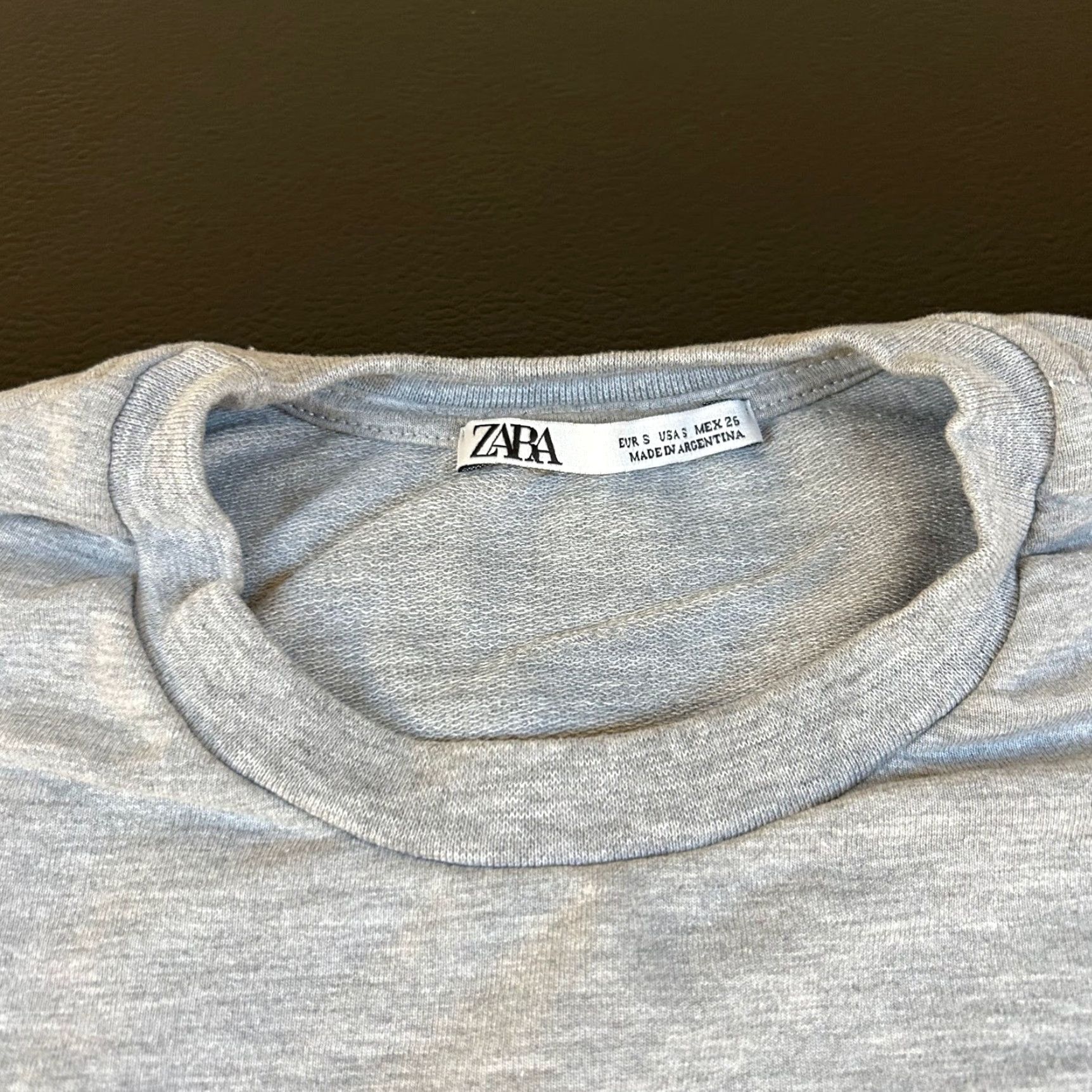 Zara Zara Sweatshirt Pullover Cropped Long Sleeve Gray Womens Small Casual Comfort Knit Cotton Blend Crew Neck Pullover Women Size S / US 4 / IT 40 - 2 Thumbnail