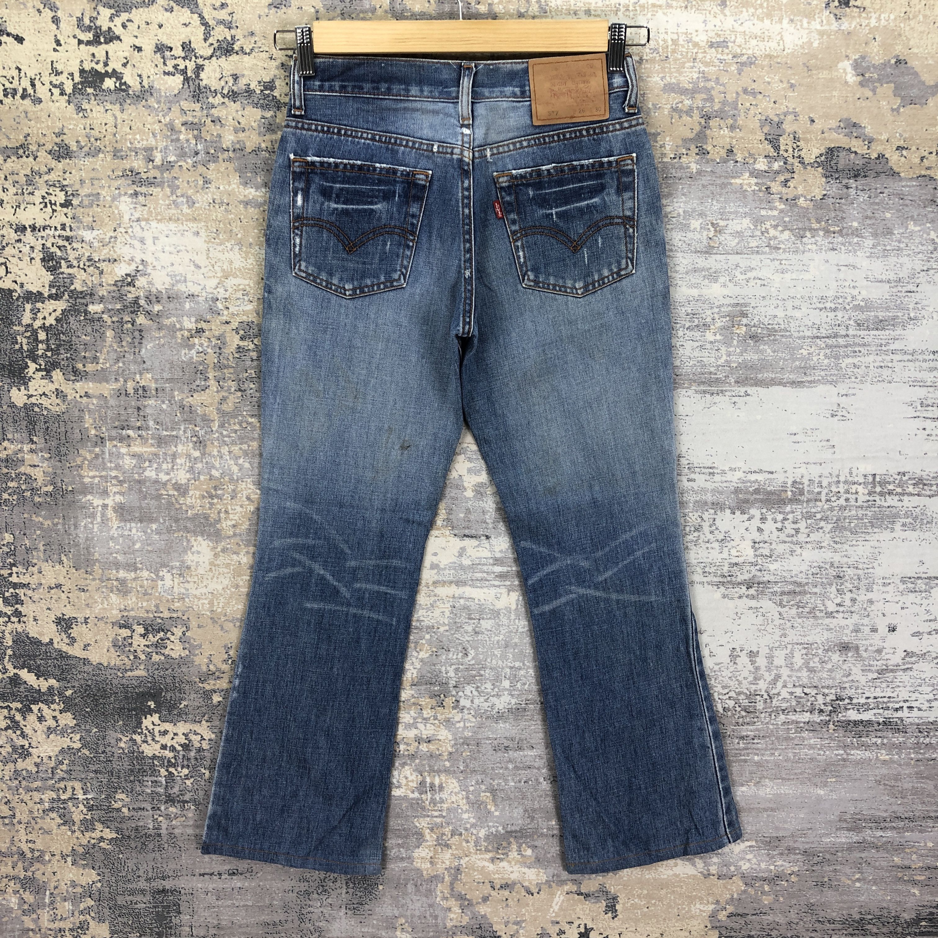 Levi's Vintage 90's Levis 577 Flare Faded Jeans Levis Bootcut Denim Size 26" / US 2 / IT 38 - 2 Thumbnail
