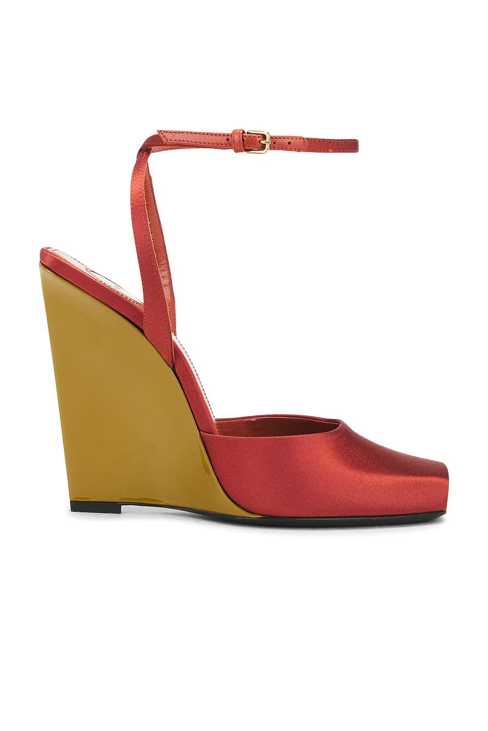 Saint Laurent Paris o1bcso1str0326 La Scandale Wedge Sandal in Dark Ruggine/Red Size US 10 / IT 40 - 1 Thumbnail