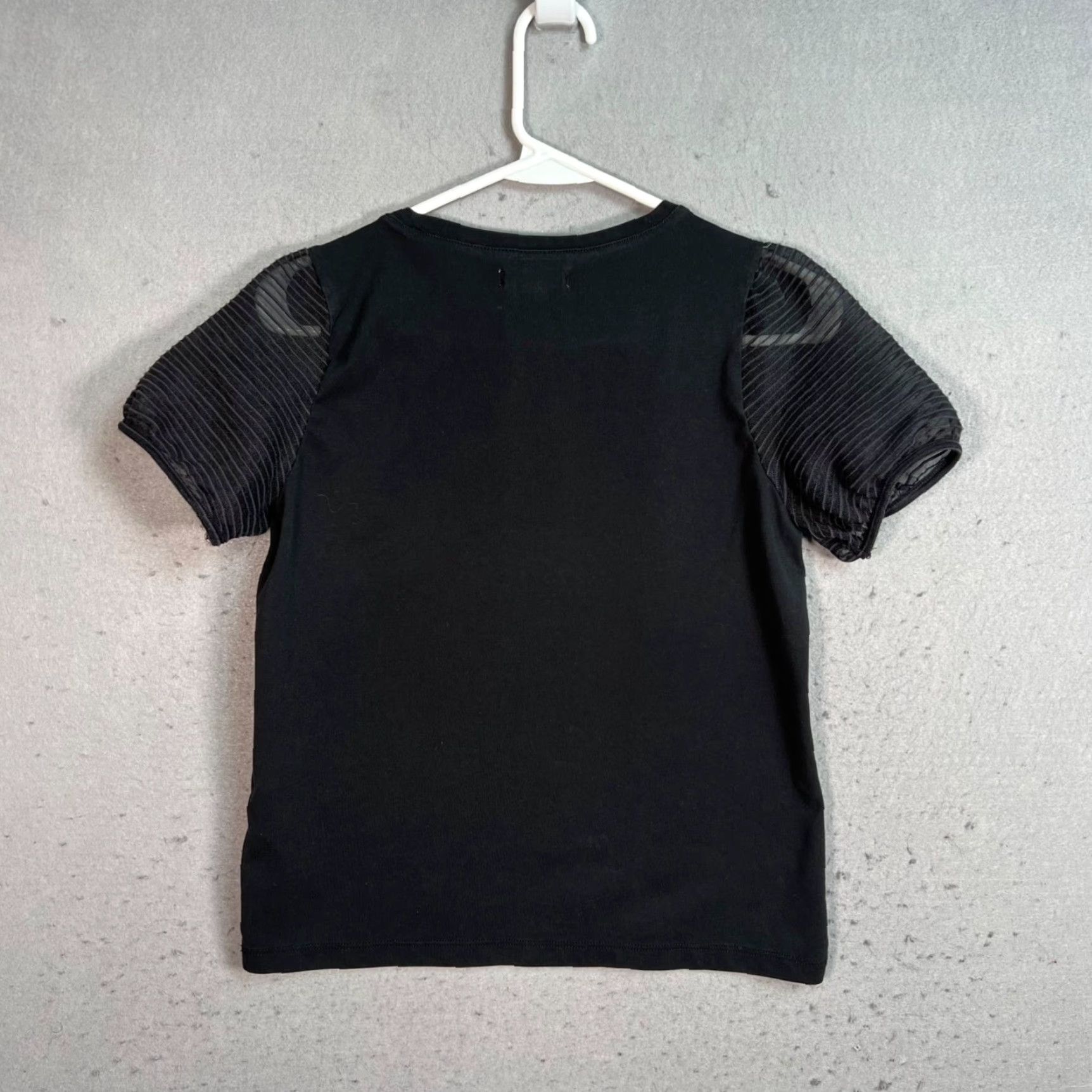 Madewell Madewell Womens Black Short Sleeve Top With Sheer Pleated Sleeves XXS T-Shirt Womens Front Crew Neck Solid Shirt 2XS Black Madewell Women Size XXS / US 00 / IT 34 - 2 Thumbnail