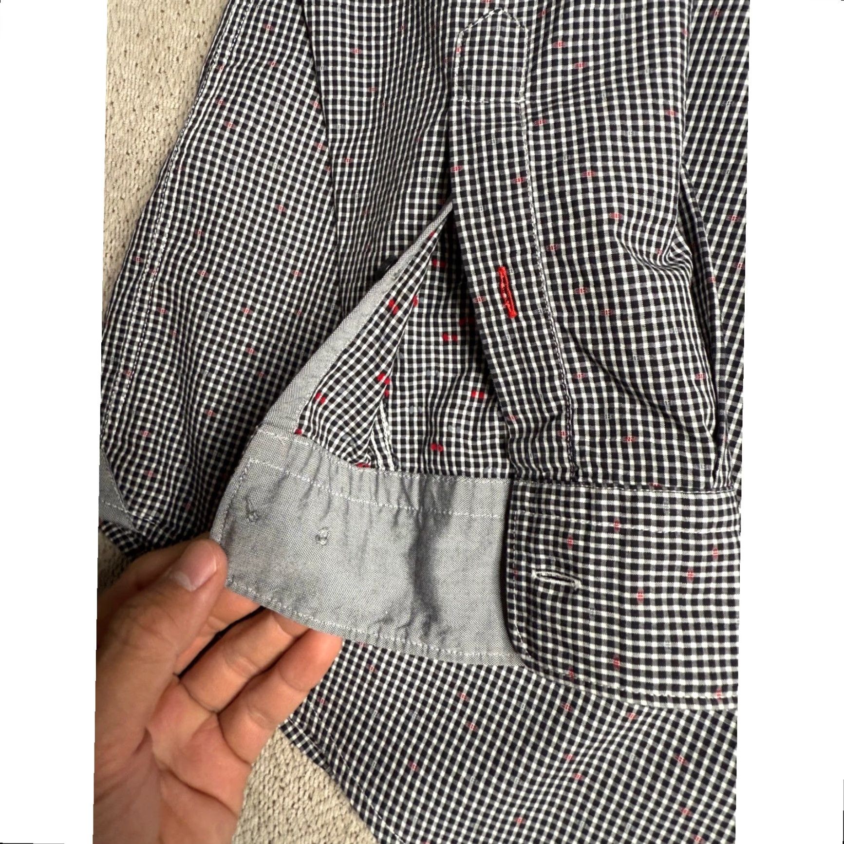 Vintage BOSS Hugo Boss Dress Shirt Button Down Regular Fit Gingham Black White Long Sleeve XXL Men’s Shirt Size 48R - 4 Thumbnail