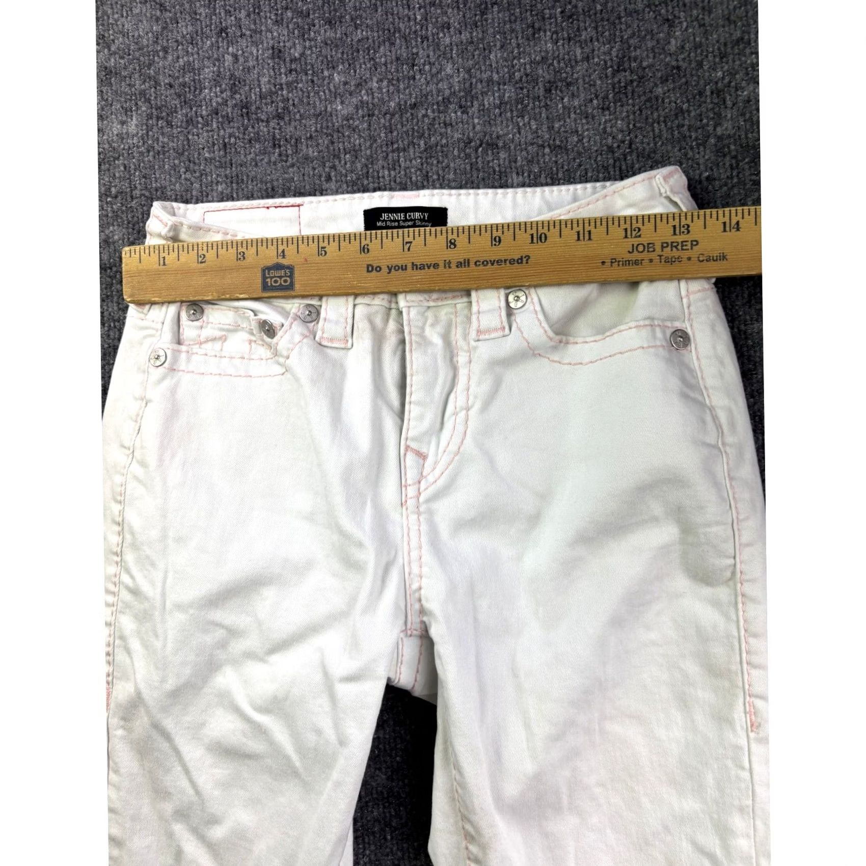 True Religion True Religion Jeans Women 25 Mid Rise Super Skinny Pink Stitch Denim 5-Pocket Curvy Jennie Jeans Womens Menus? Size 42" / US 20 - 3 Thumbnail
