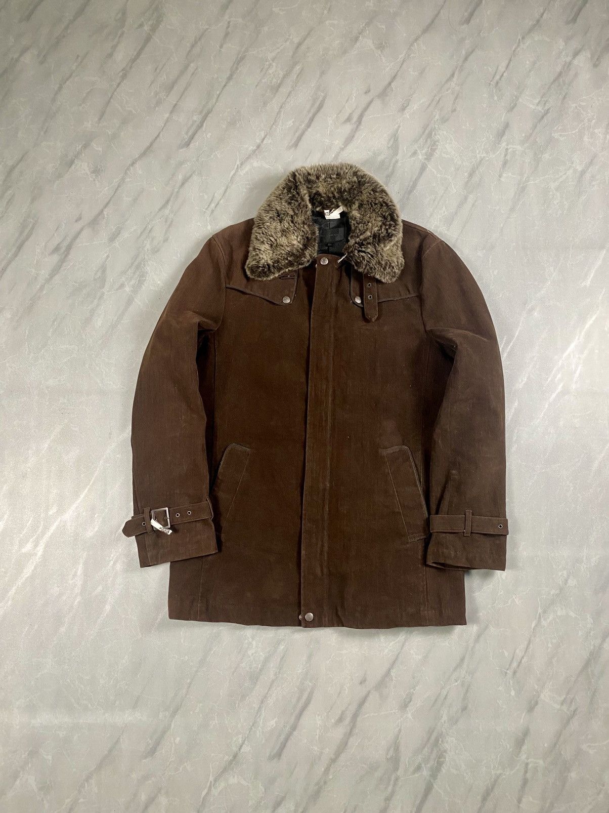 Pazzo Vintage Pazzo Denim Store Fur Collar Suede Long Jacket Size US M / EU 48-50 / 2 - 1 Thumbnail