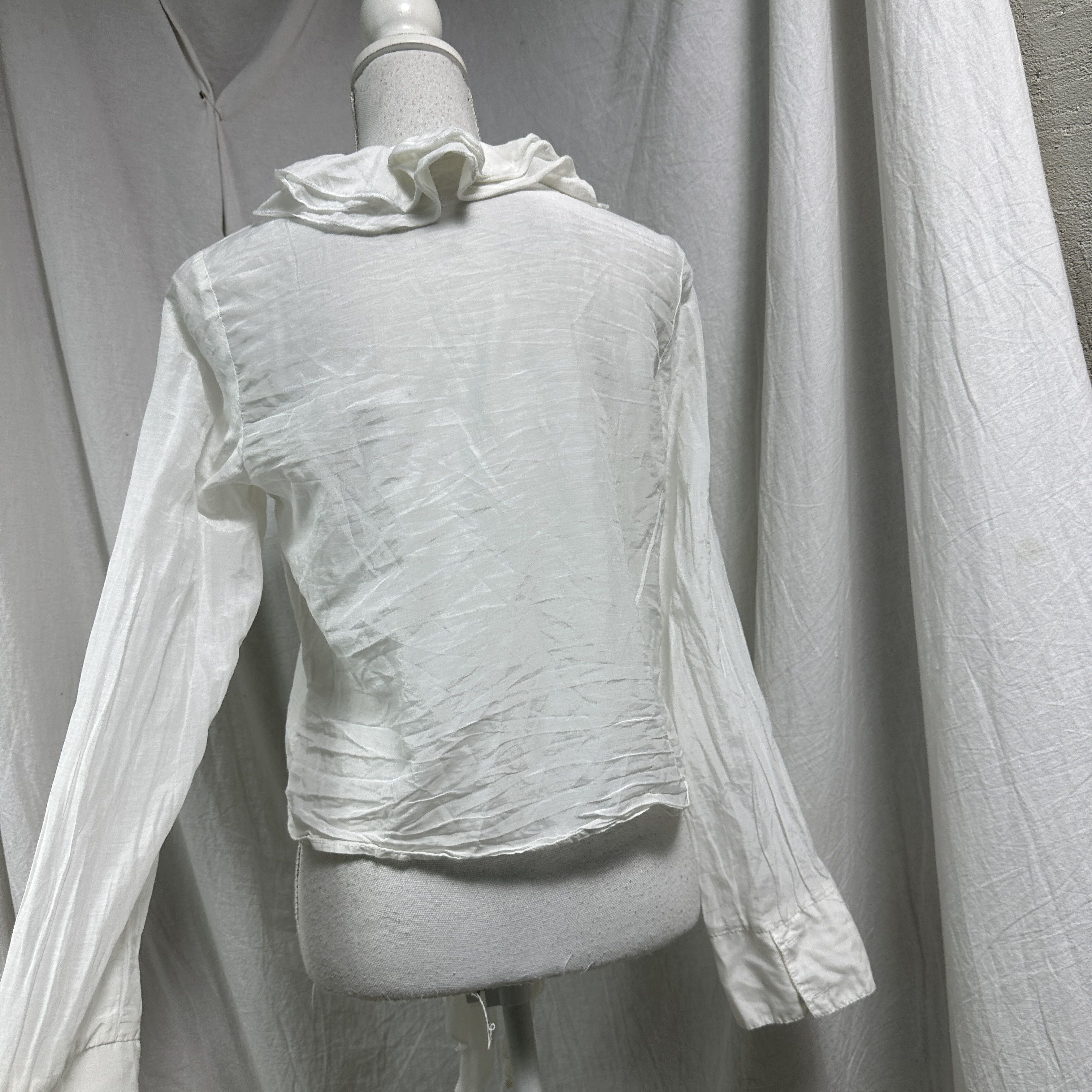 Vintage Vintage Avant Garde Silk Ruffled White Shirt Y2K Size S / US 4 / IT 40 - 4 Thumbnail