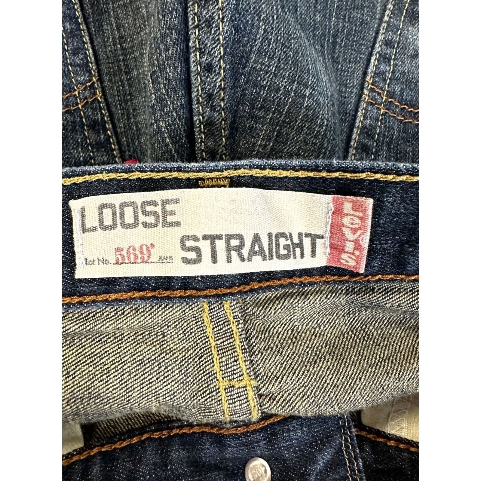 Levi's Levi's 569 Shorts Mens 29 Blue Distressed Loose Straight Red Tab Flat Front Denim Size US 29 - 5 Thumbnail