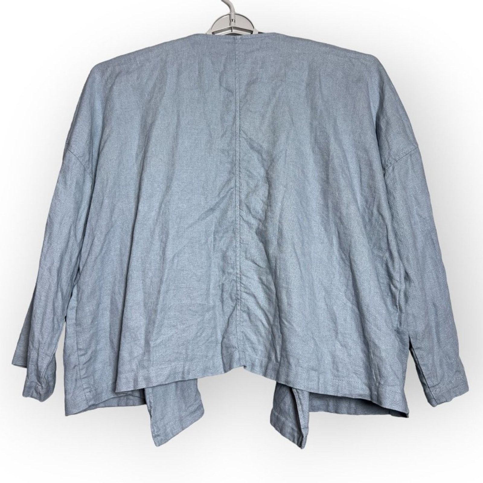 Eileen Fisher Eileen Fisher Organic Linen Blue Boxy Open Jacket Size XL Size XL / US 12-14 / IT 48-50 - 2 Thumbnail