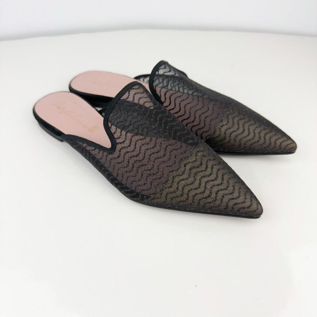 PRETTY BALLERINAS Mesh Glitters Ballet Flat Black Nude 39