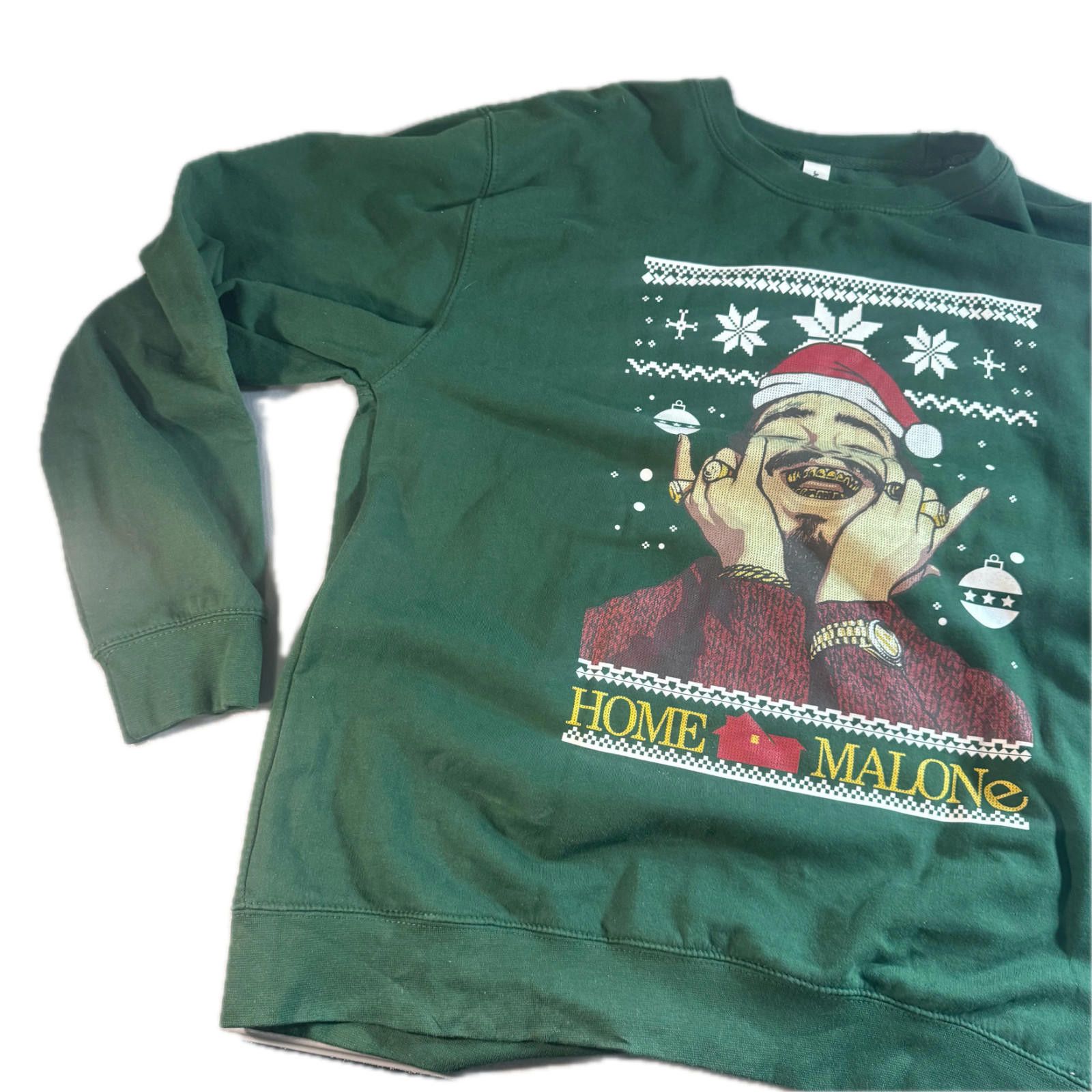 The Unbranded Brand Post Malone Christmas Home Alone Green Sweatshirt Mens XL Size US XL / EU 56 / 4 - 2 Thumbnail
