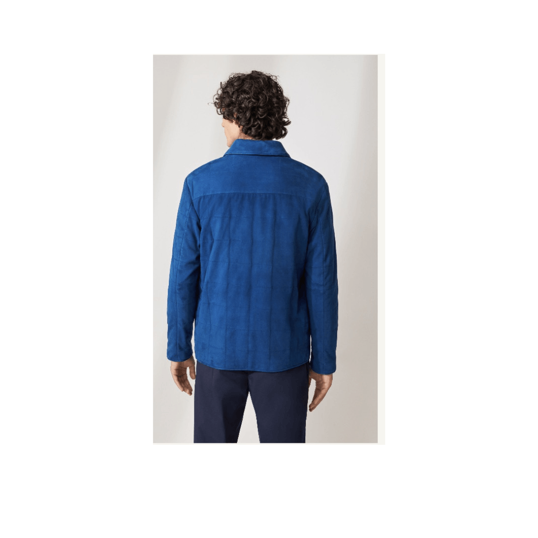 Loro Piana o1srvl11e1224 Quilted Shirt Bomber Jacket in Blue Size US L / EU 52-54 / 3 - 3 Thumbnail