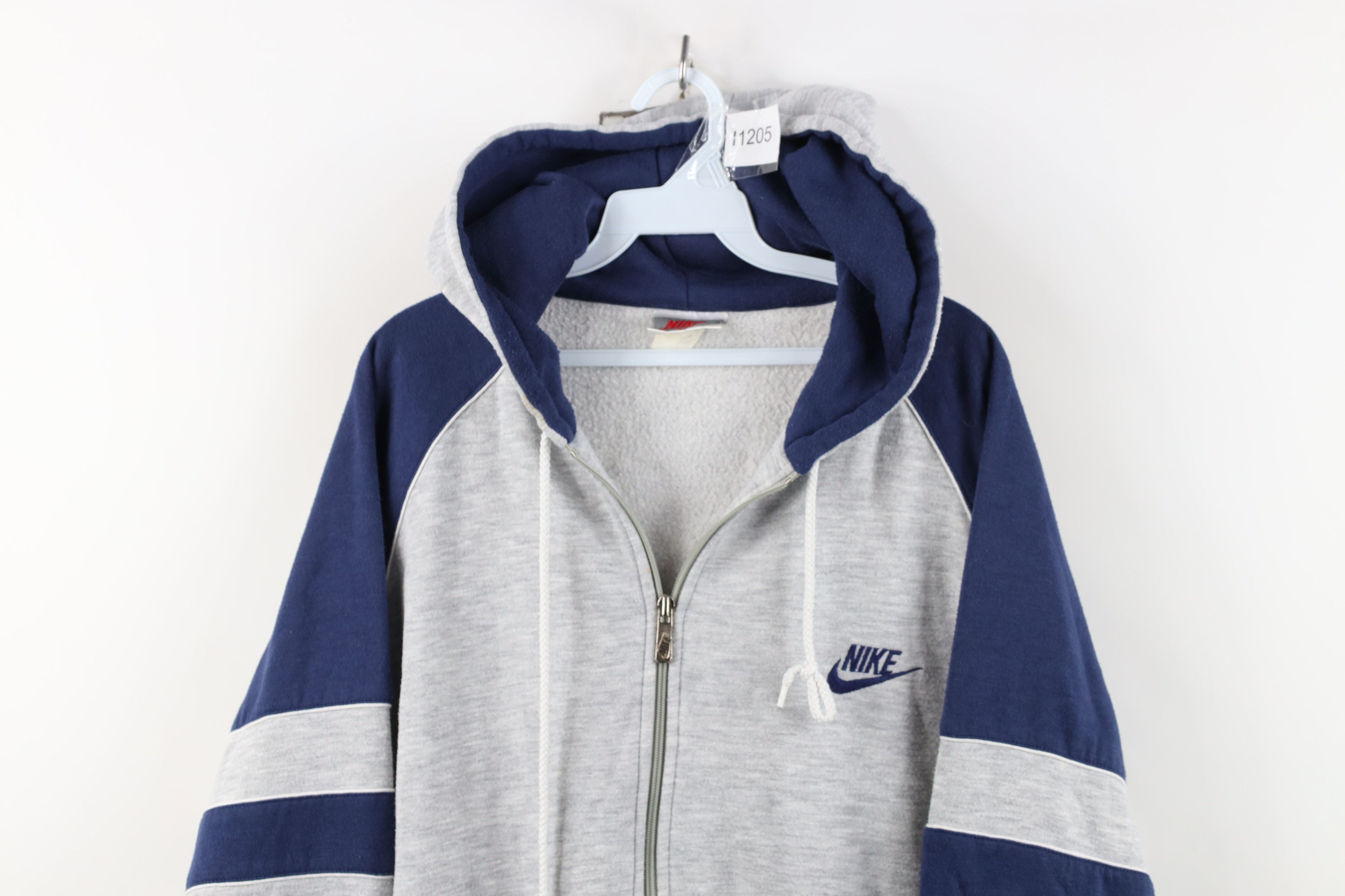 Nike Vintage 80s 90s Nike Full Zip Hoodie Sweatshirt Gray USA Size US XL / EU 56 / 4 - 2 Thumbnail