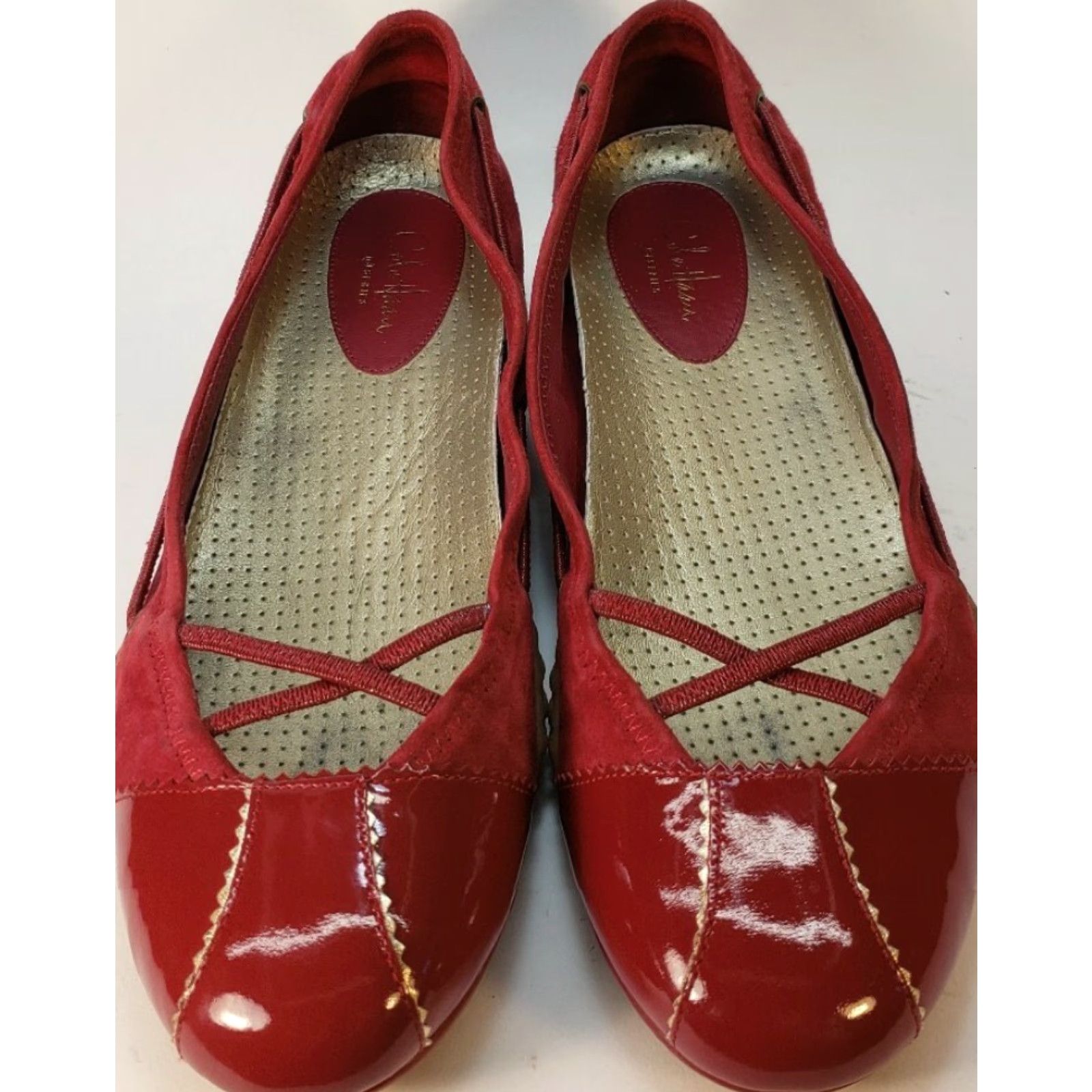 Cole Haan Cole Haan Nike Air System Women's Flats 8.5AA Red Elastic Cross Strap Patent Toe Shoes - Flat, Slip-On, Narrow AA, Leather Lining Women’s Size US 9 / IT 39 - 2 Thumbnail
