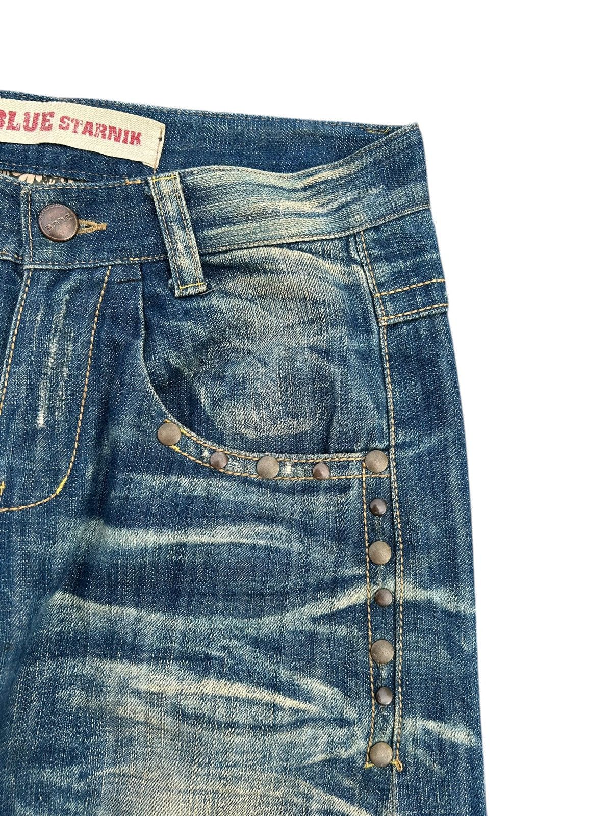 Kapital Vintage Blue Starnik Punk Bondage Faded Denim Jeans Size US 32 / EU 48 - 4 Thumbnail