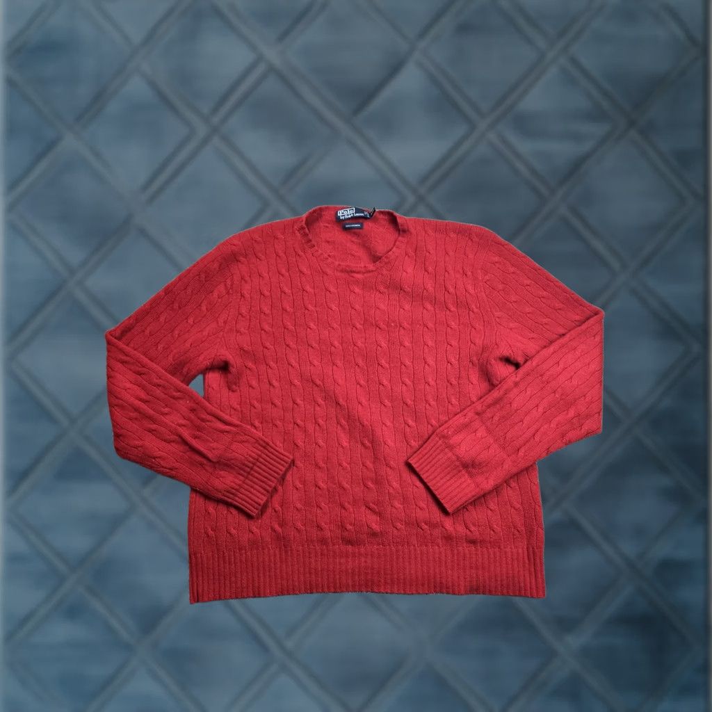 Polo Ralph Lauren Polo Ralph Lauren Cashmere Cable Knit Sweater 2XL Mens Red Long Sleeve Crew Neck Pullover Casual Adult Regular Knit Wool/ Cashmere Size US XXL / EU 58 / 5 - 1 Thumbnail