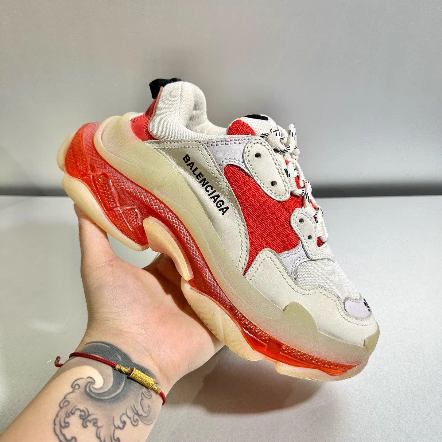 Balenciaga Balenciaga Triple White Red Colorblock Low-Top 38 Size US 7 / IT 37 - 8 Thumbnail