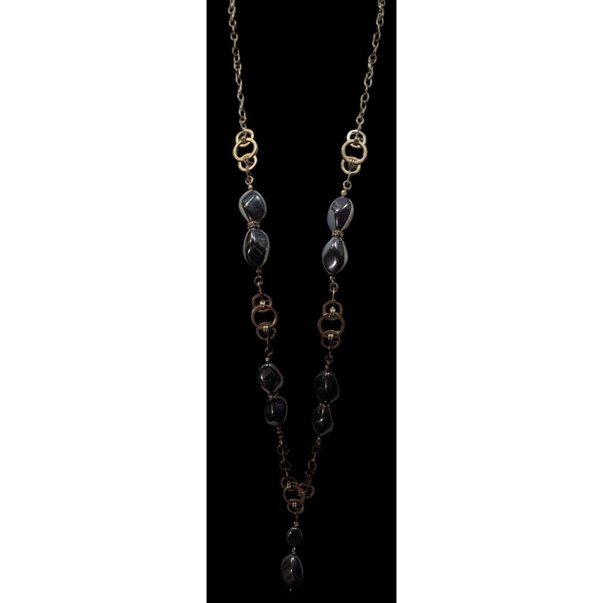 Chicos Chico's Modern Glam Faux Hematite And Rhinestone Necklace Size ONE SIZE - 4 Thumbnail
