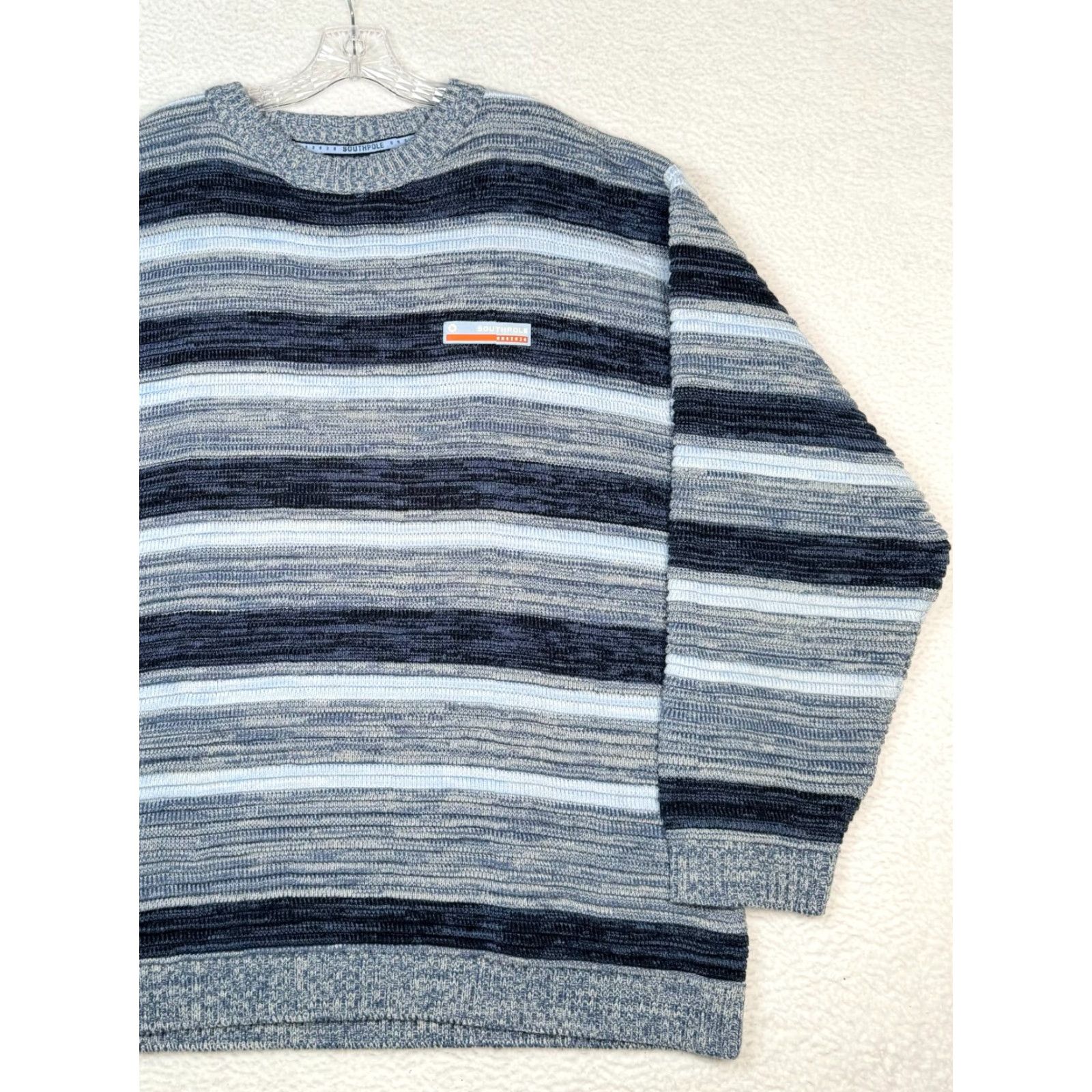 VINTAGE Southpole Sweater Mens XL Multi Striped Acrylic Crew Neck Pullover Knit Long Sleeve