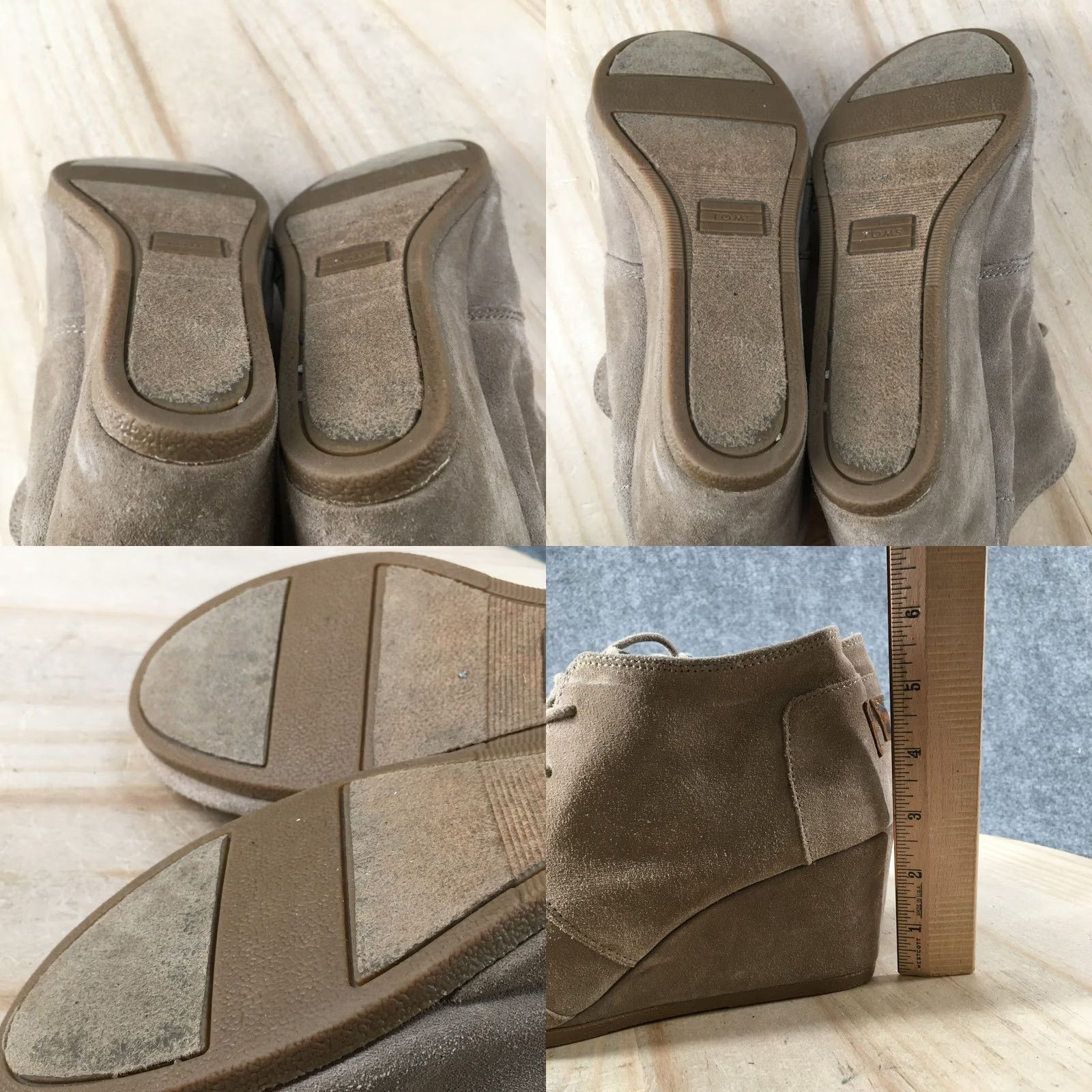 Toms TOMS Boots Womens 7.5 Desert Ankle Booties Beige Suede Lace Up Wedge Round Toe - Boot Size US 8 / IT 38 - 8 Thumbnail
