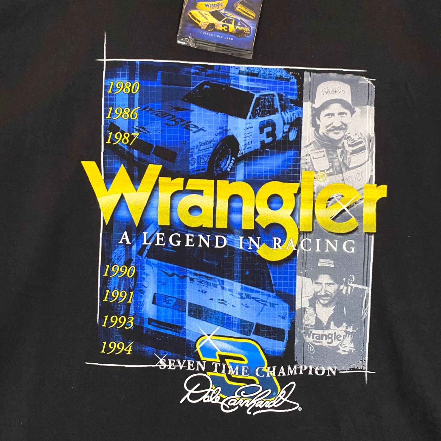 Wrangler Vintage Dale Earnhardt NASCAR T-Shirt Men's 3XL Black Wrangler Logo Crew Neck Collectors Edition Size US XXL / EU 58 / 5 - 2 Thumbnail