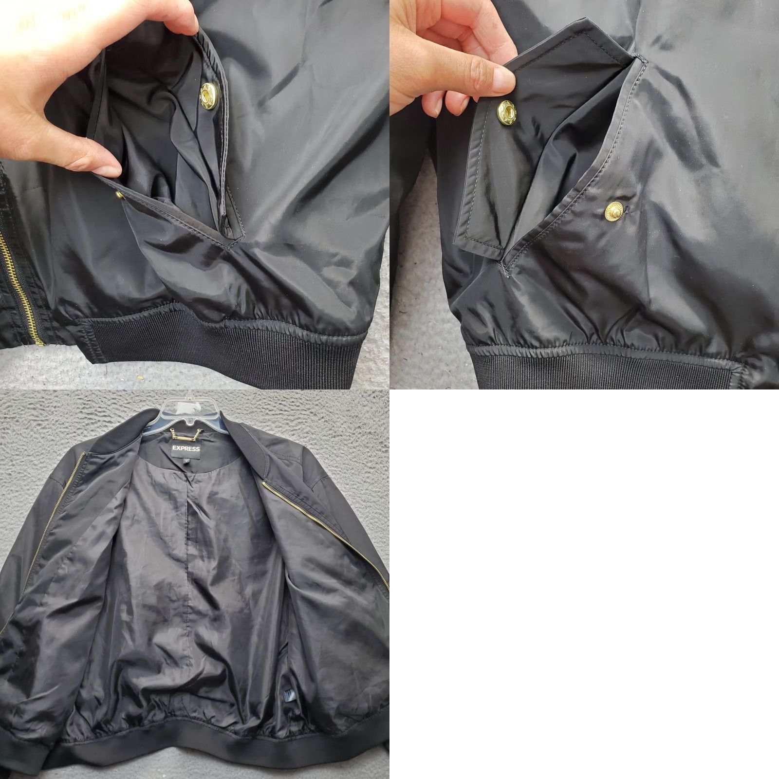 Express Express Bomber Jacket Women Large Black Windbreaker Long Sleeve Outdoor Full Zip Size L / US 10 / IT 46 - 8 Thumbnail