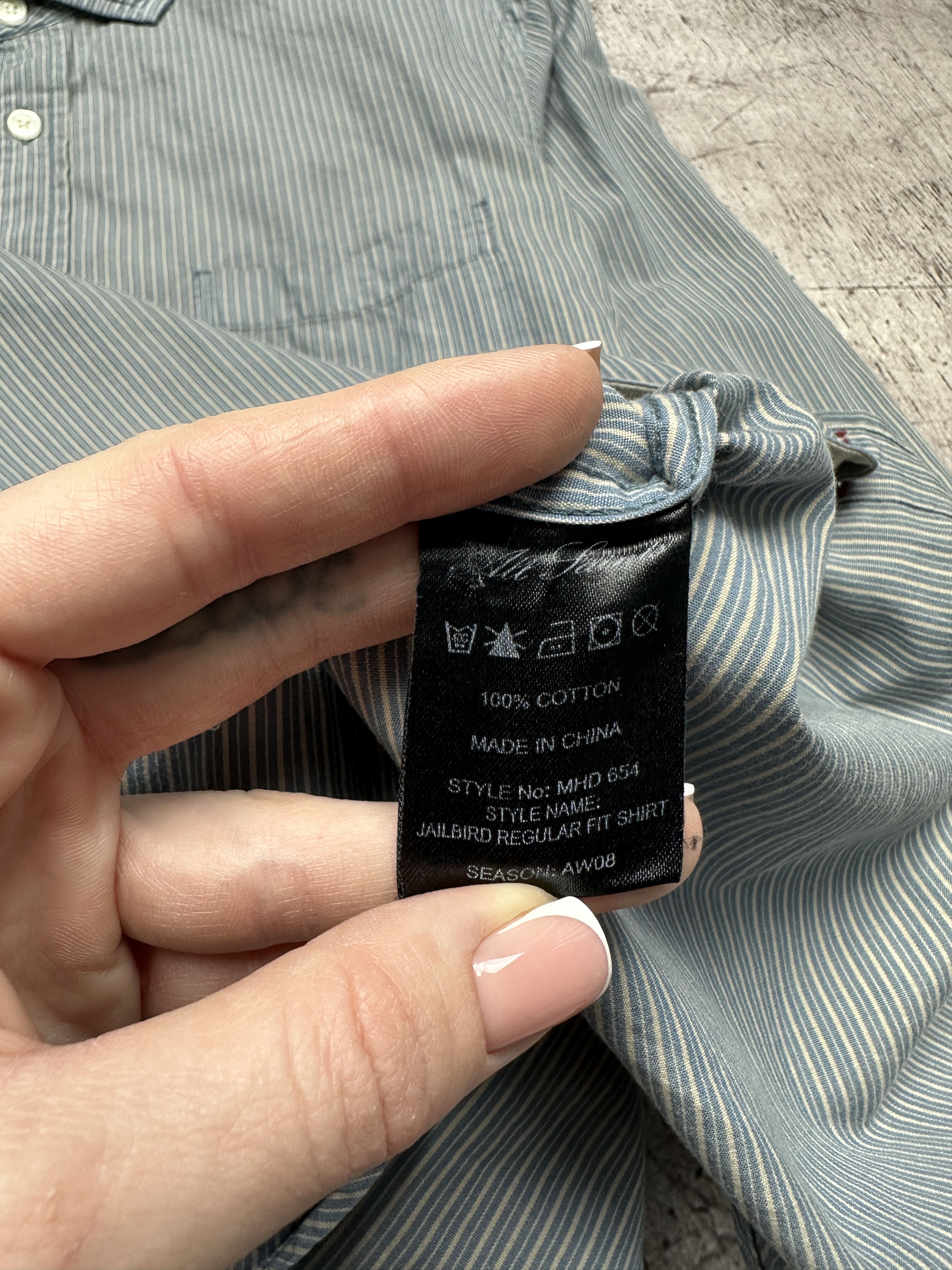 Allsaints × Vintage Allsaints Mens Jailbird Long Sleeve Striped Shirt Size US S / EU 44-46 / 1 - 5 Thumbnail