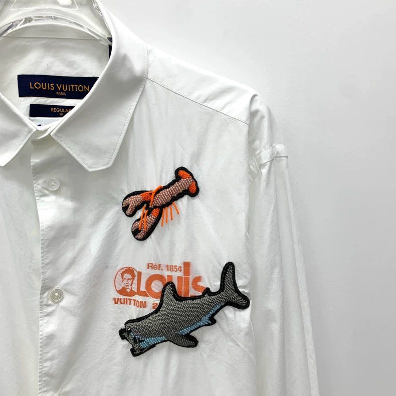 Louis Vuitton Louis Vuitton White animal embroidered cotton lapel single Size US L / EU 52-54 / 3 - 3 Thumbnail