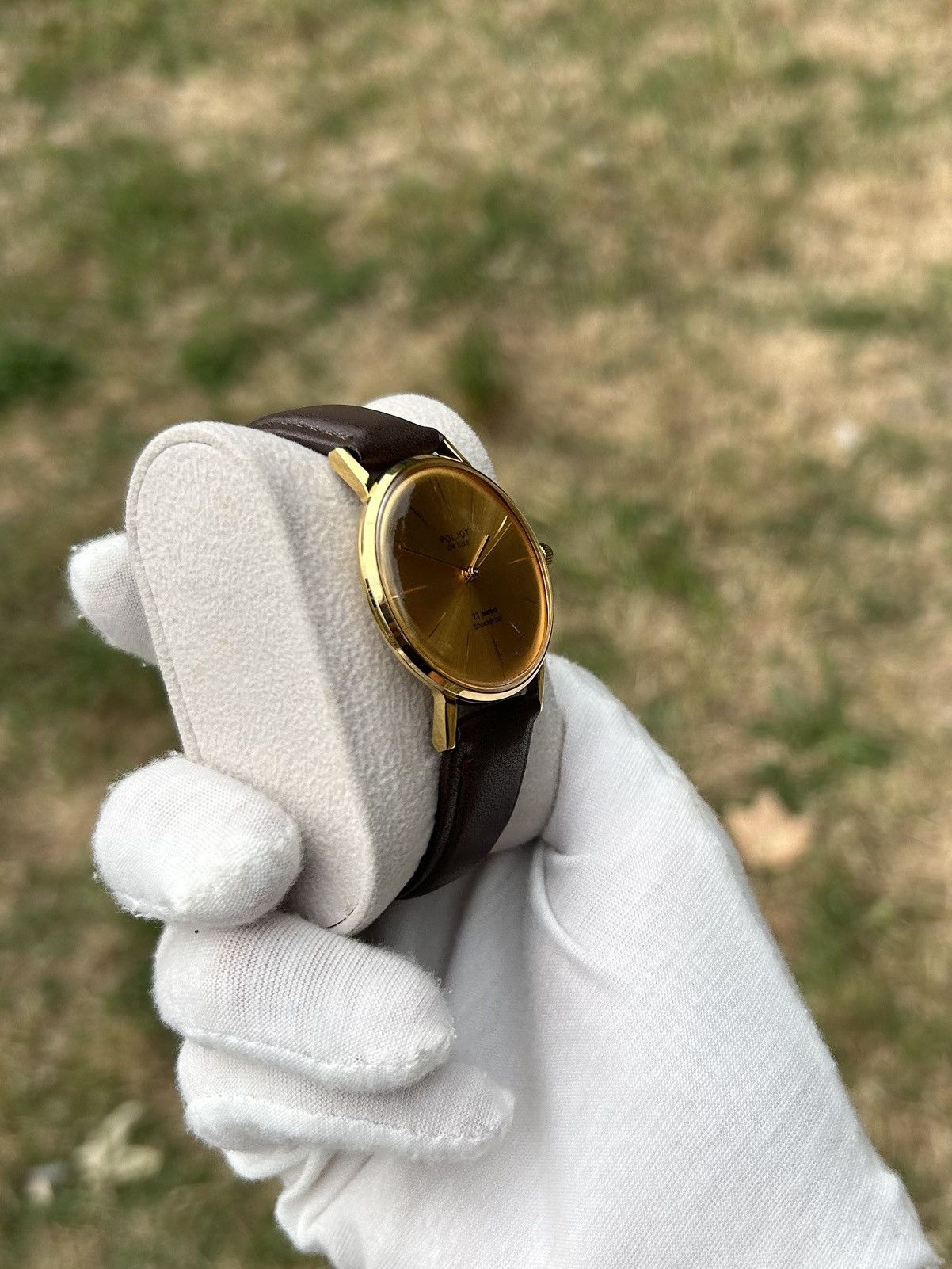 Vintage Vintage Watch Poljot De Luxe Gold USSR Mechanical 1980s Size ONE SIZE - 17 Thumbnail