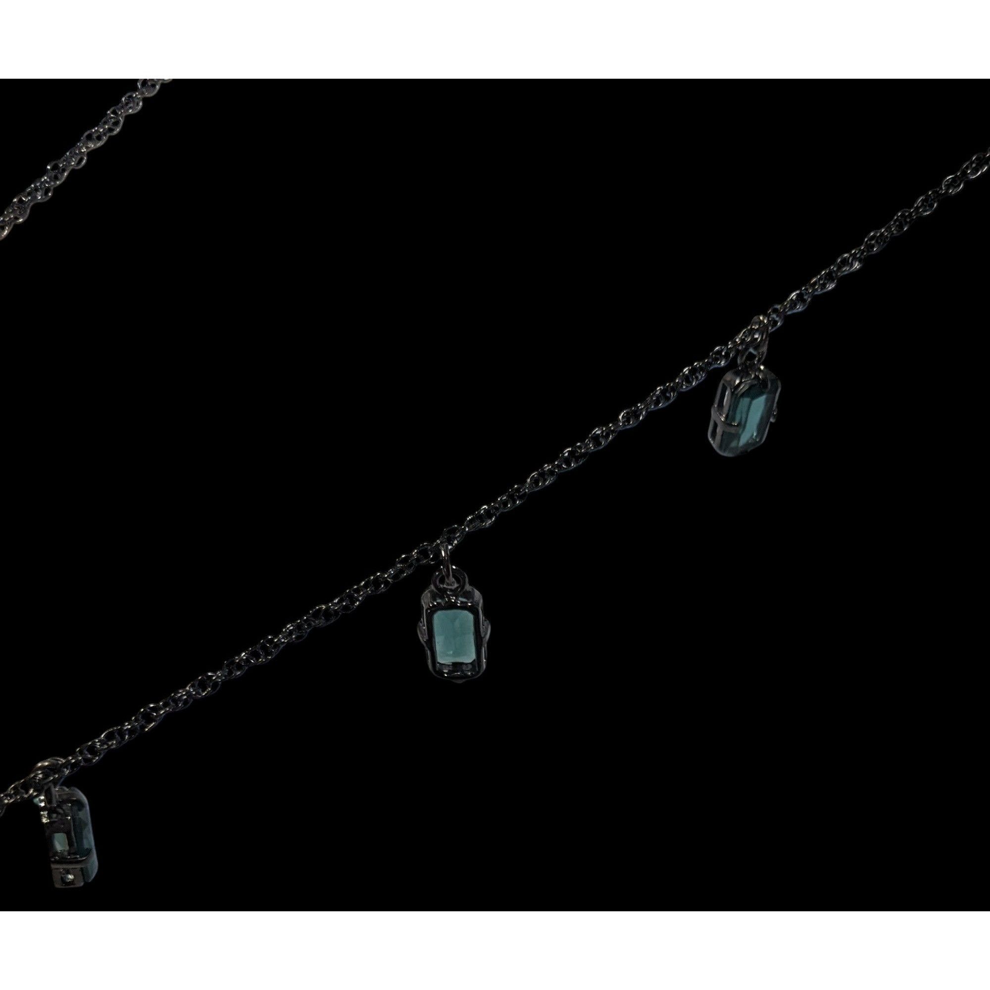 Other Gothic Green Gemmed Gunmetal Tone Charm Necklace Size ONE SIZE - 8 Thumbnail