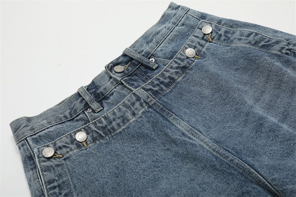 Japanese Brand × Jean Street fake two-piece street hip-hop loose stitching jeans Size US 32 / EU 48 - 4 Thumbnail
