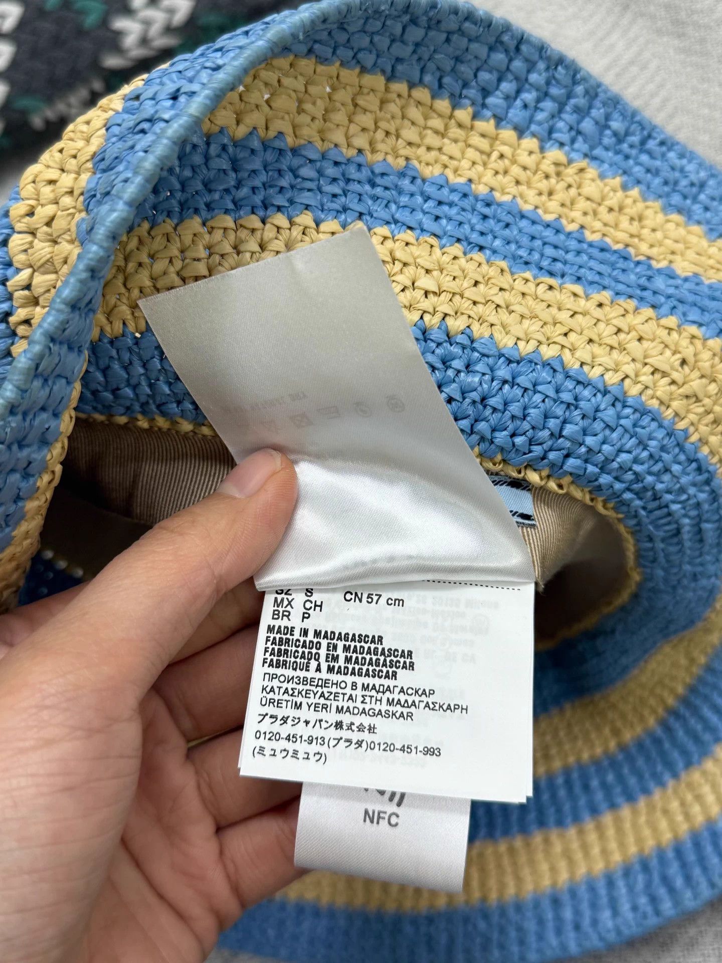Prada Prada blue stripe straw fisherman hat S new Size ONE SIZE - 6 Thumbnail
